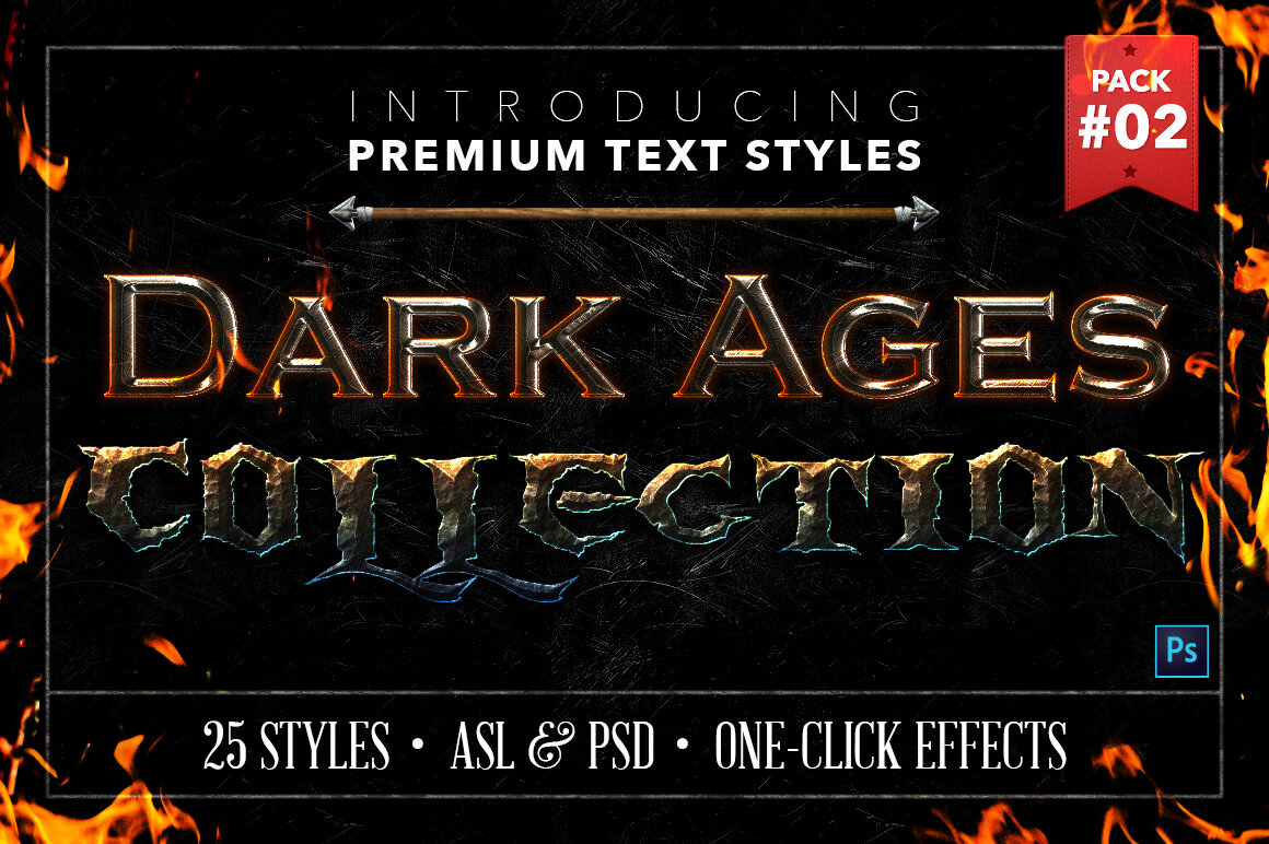 Dark Ages Text Effects #2 - 25 Layer Styles for Photoshop