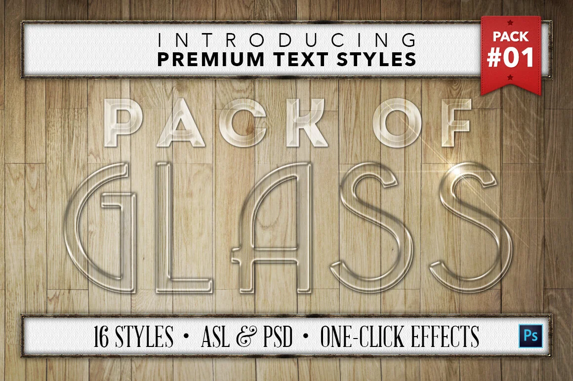 Glass Text Effects - 16 Layer Styles for Photoshop