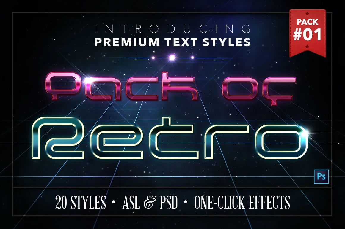 Retro Text Effects #1 - 20 Layer Styles for Photoshop