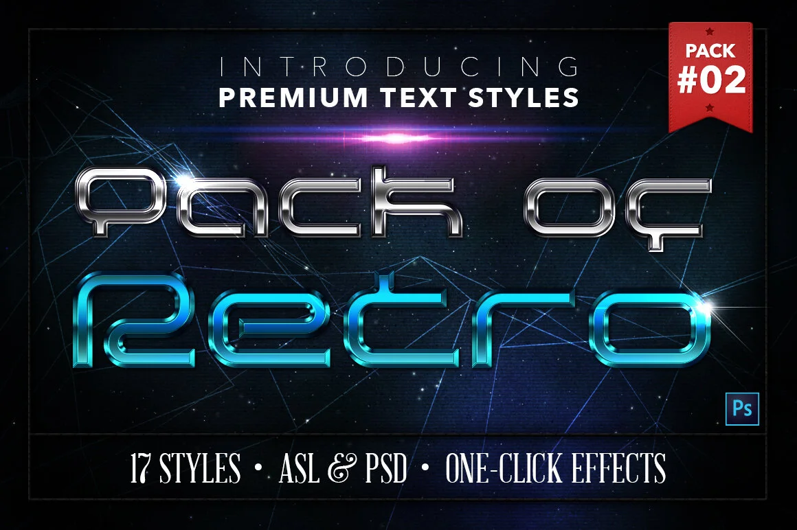 Retro Text Effects #2 - 17 Layer Styles for Photoshop
