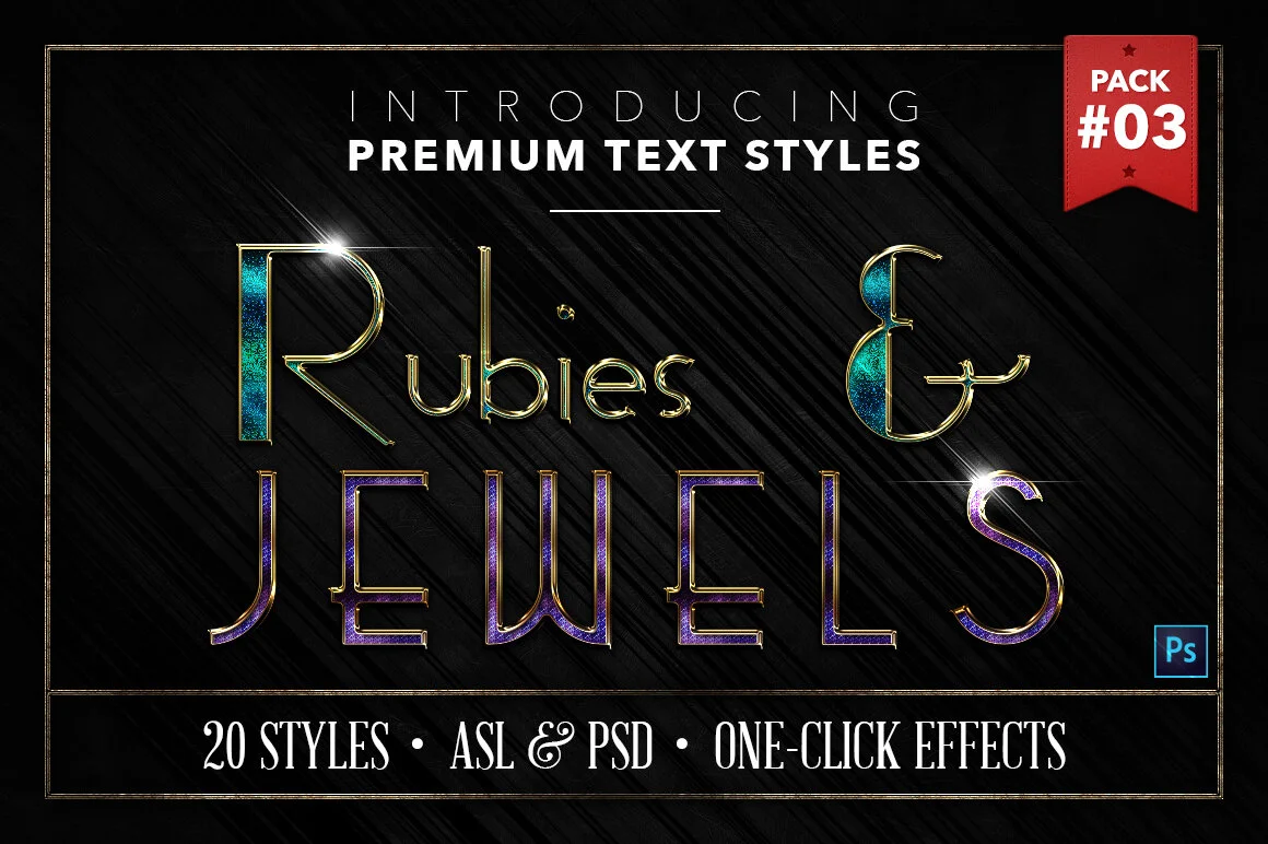 Rubies &amp; Jewels Text Effects #3 - 20 Layer Styles for Photoshop