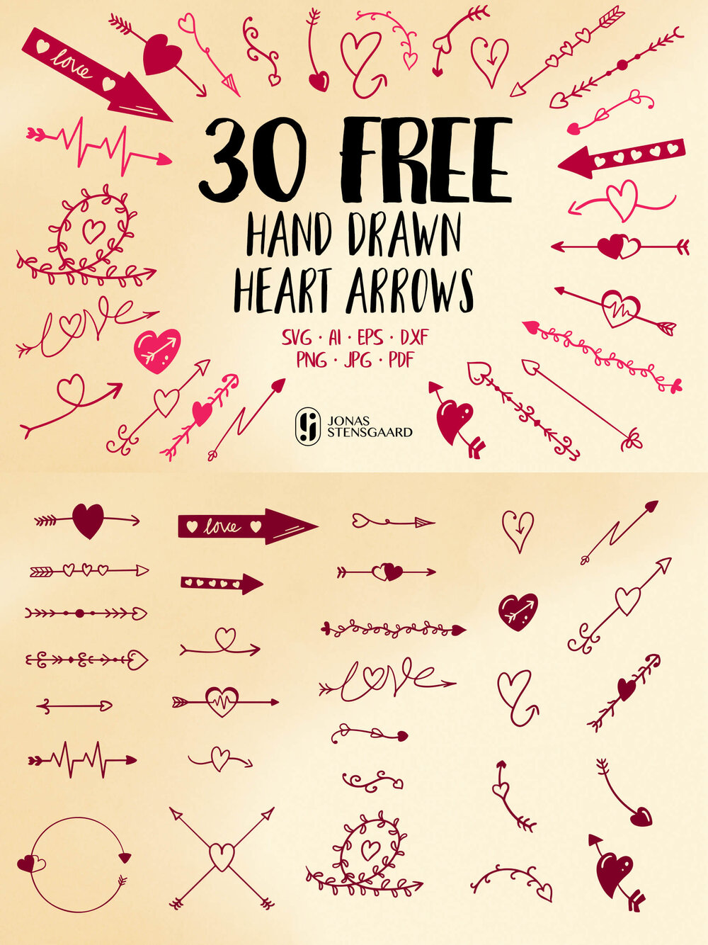 Download 30 Hand Drawn Heart Arrow Svg Files Jonas Stensgaard A Passionate Graphic Designer