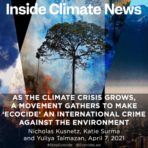      

 
   International lawyers, environmentalists and a growing number of world leaders say “ecocide”—widespread destruction of the environment—would serve as a “moral red line” for the planet.  By Nicholas Kusnetz, Katie Surma &amp;  Yuliya Talma