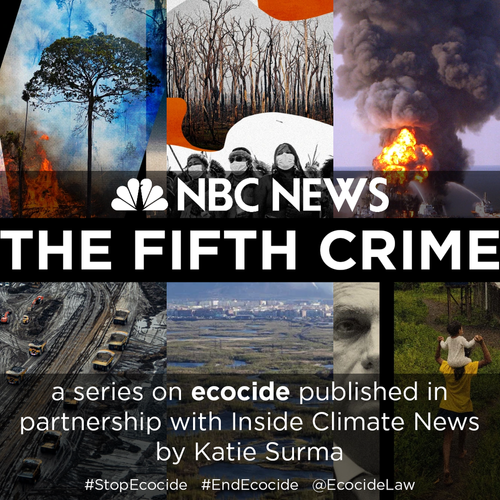      

 
   A global movement is rising to advocate for "ecocide" as a new crime before the International Criminal Court. The goal is draw a “moral line” for the planet.  By Katie Surma for  NBC News  and Inside Climate News, 2021 
 
















