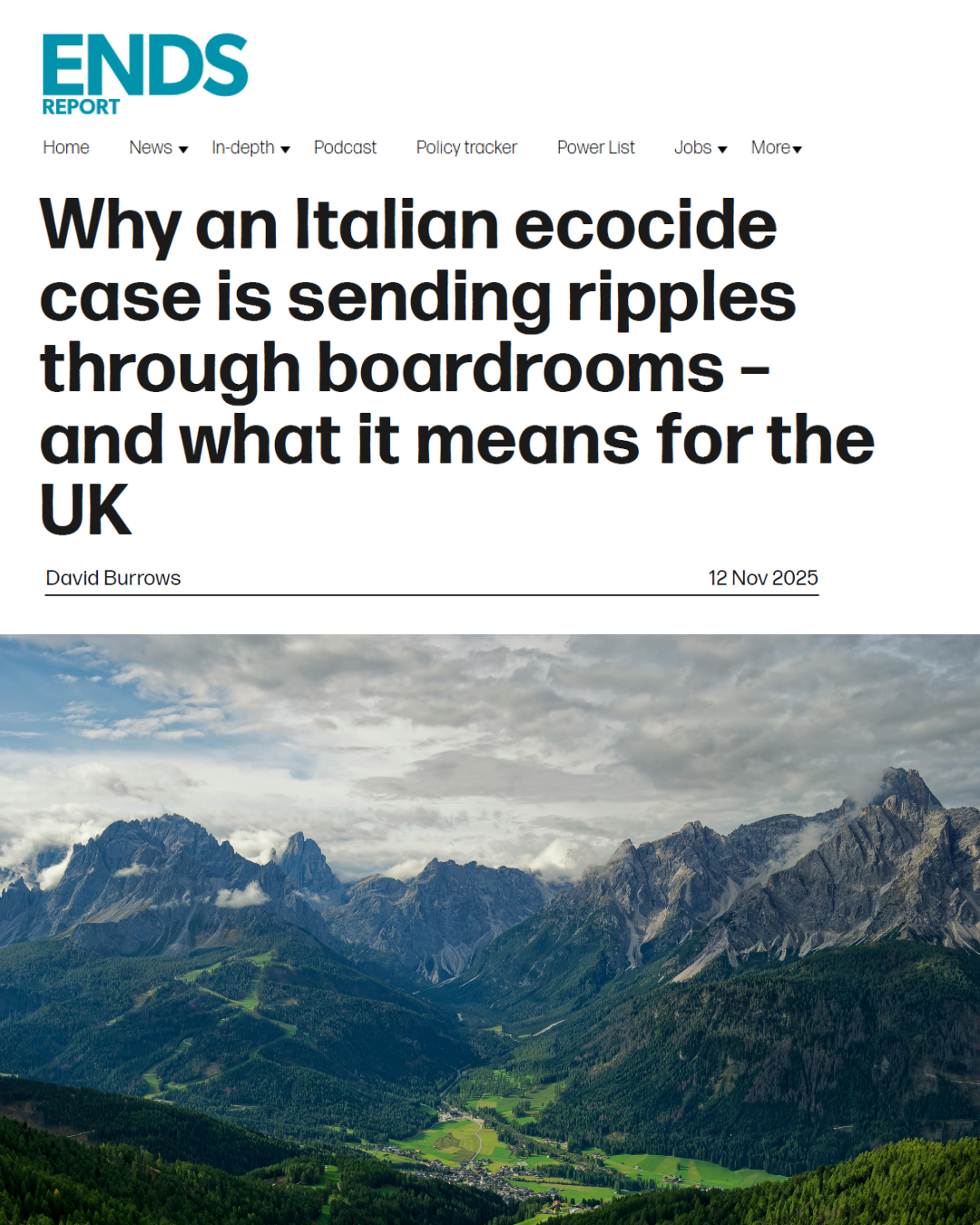 Why an Italian ecocide case is sending ripples through boardrooms - and what it means for the UK