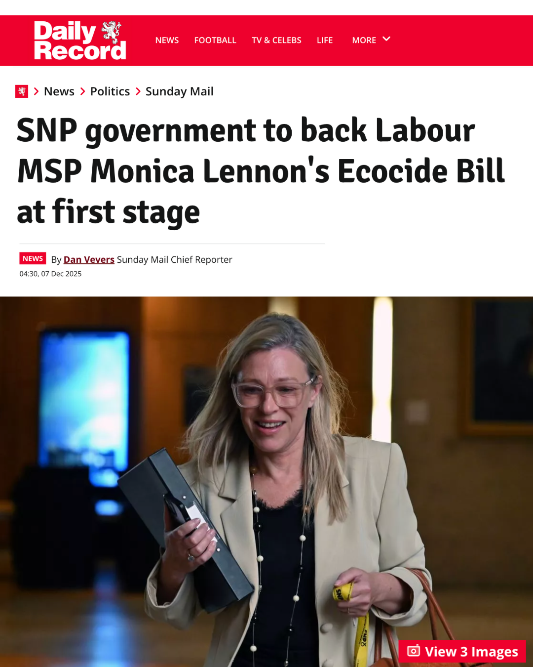 SNP government to back Labour MSP Monica Lennon’s Ecocide Bill at first stage