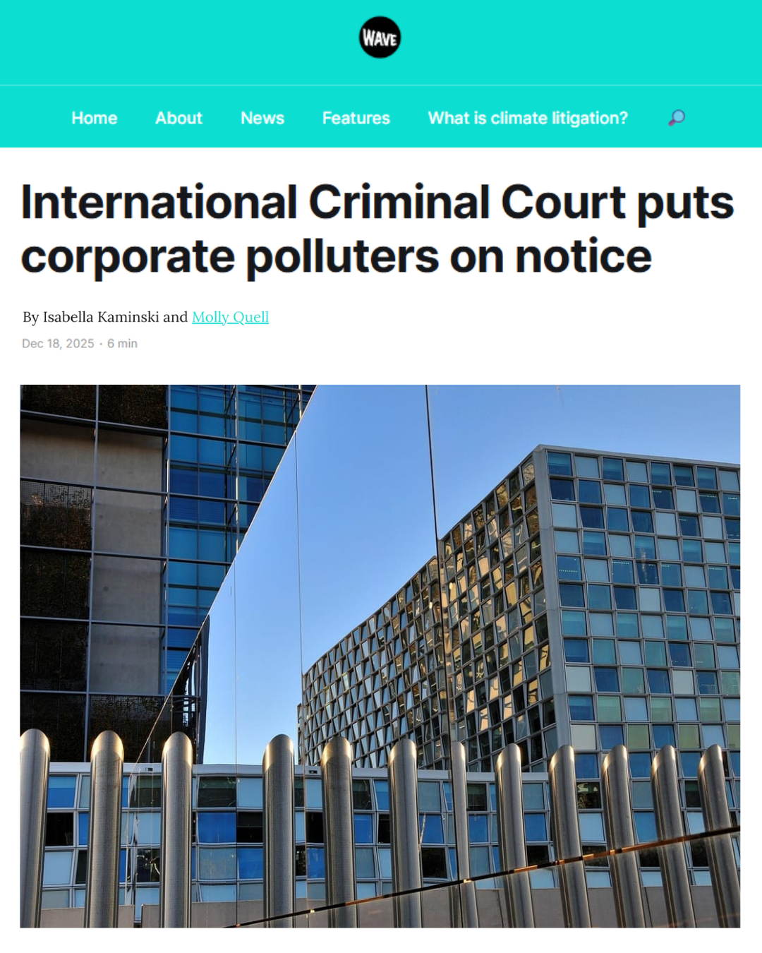 International Criminal Court puts polluters on notice