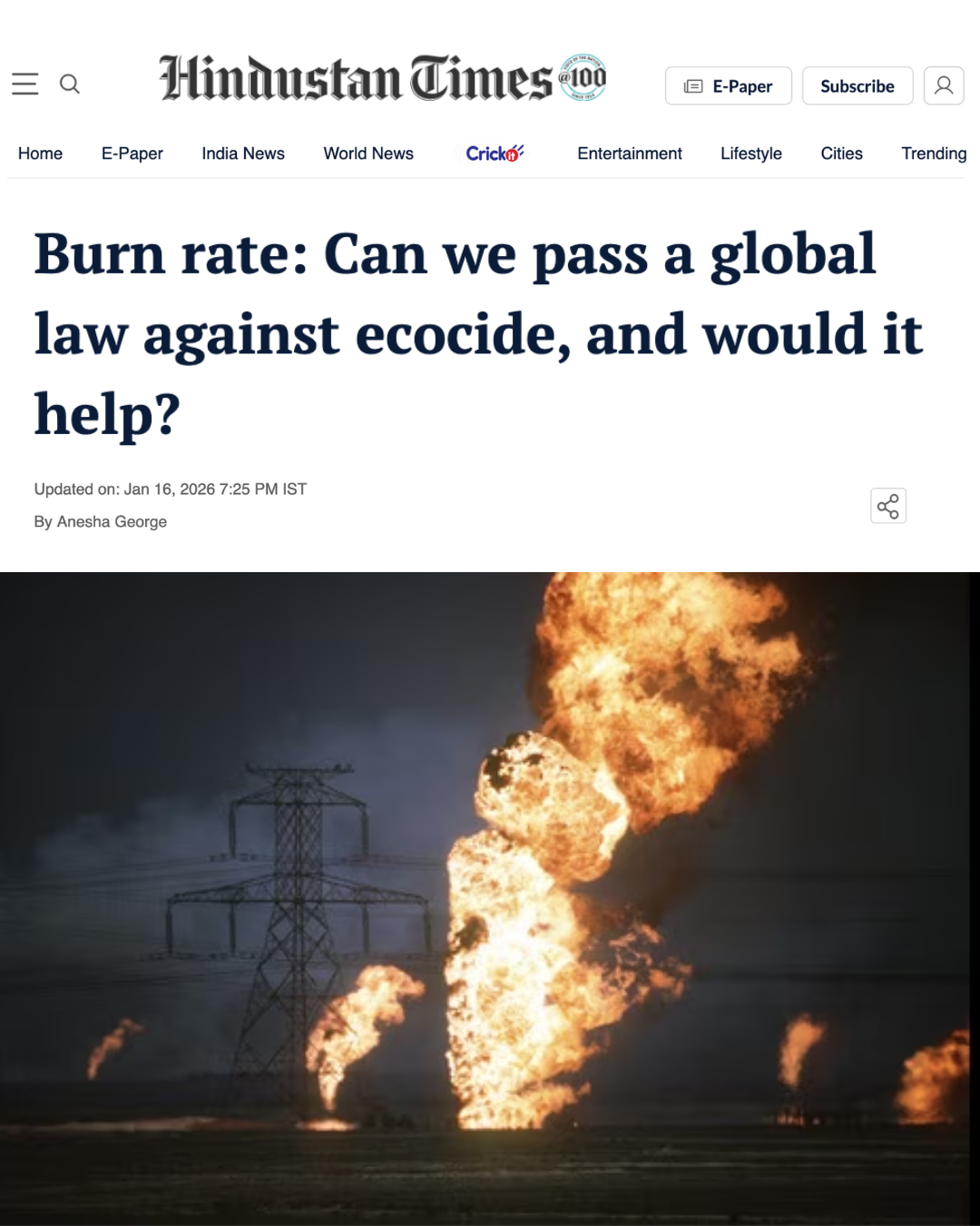 Burn rate: Can we pass a global law against ecocide, and would it help?