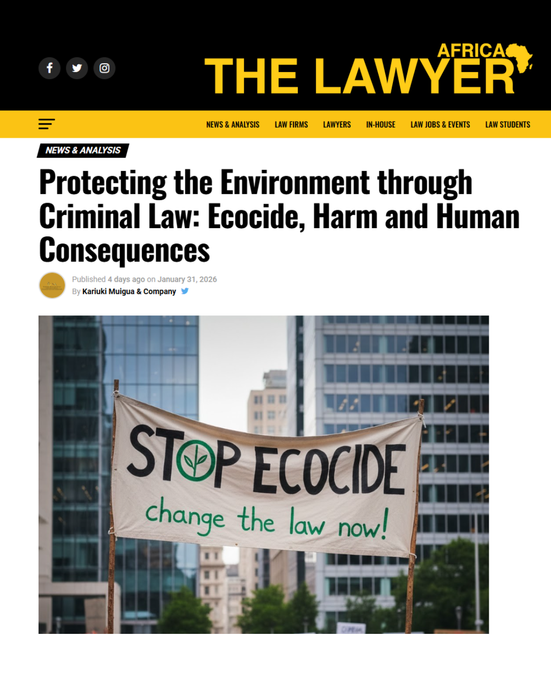 Protecting the Environment through Criminal Law: Ecocide, Harm and Human Consequences