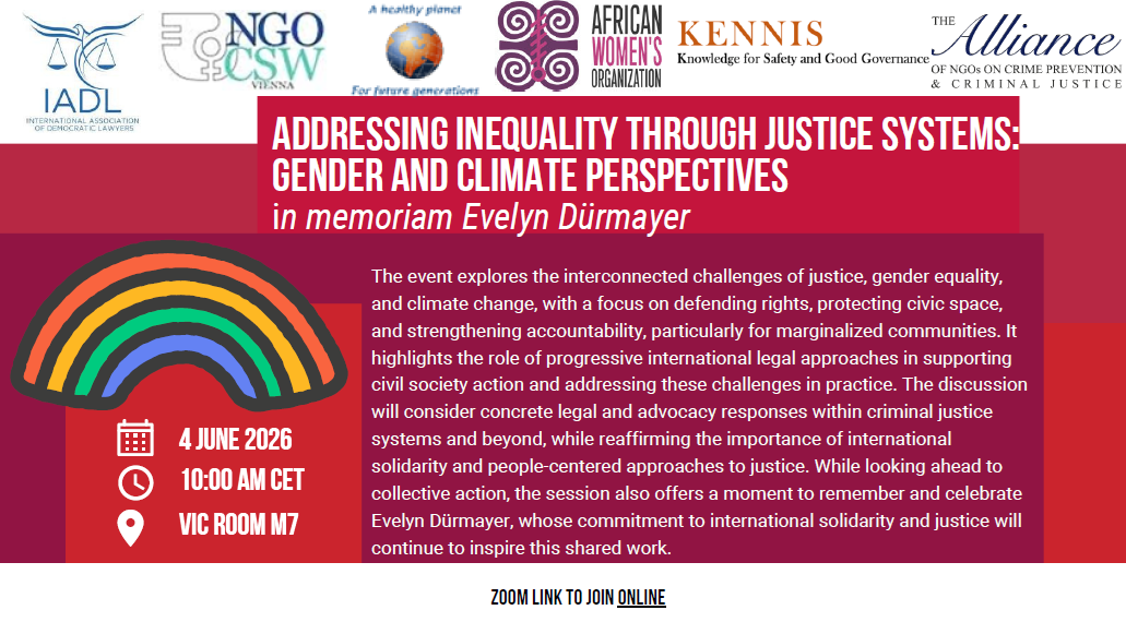 Addressing Inequality Through Justice Systems: Gender and Climate Perspectives.  In Memoriam Evelyn Dürmayer