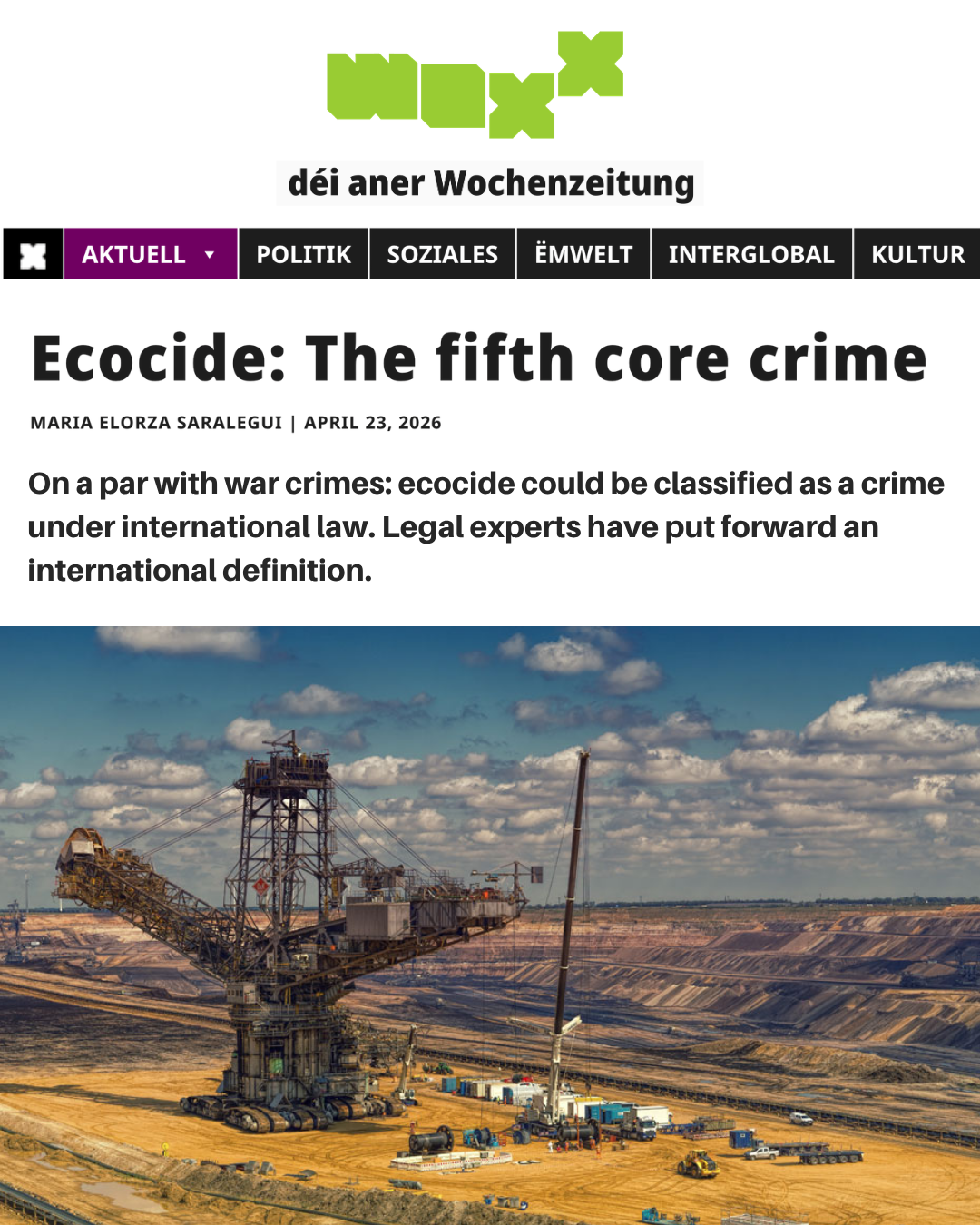 Ecocide: The fifth core crime