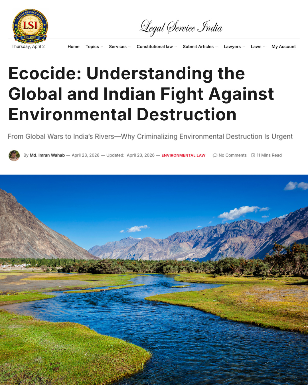Ecocide: Understanding the Global and Indian Fight Against Environmental Destruction