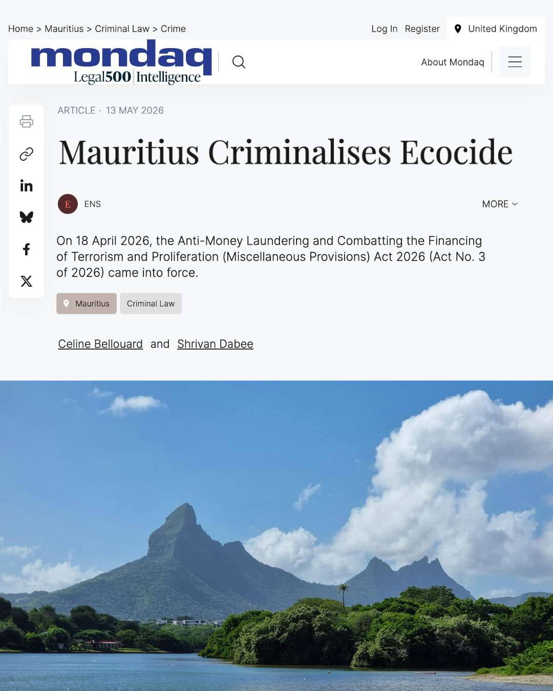 Mauritius Criminalises Ecocide