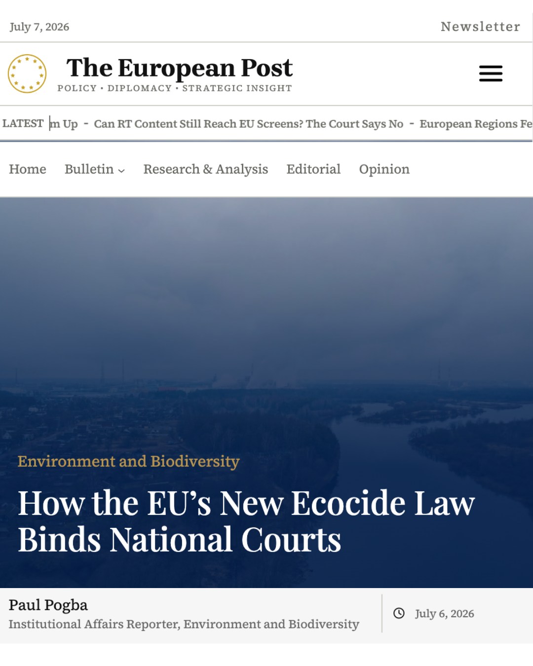 How the EU’s New Ecocide Law Binds National Courts