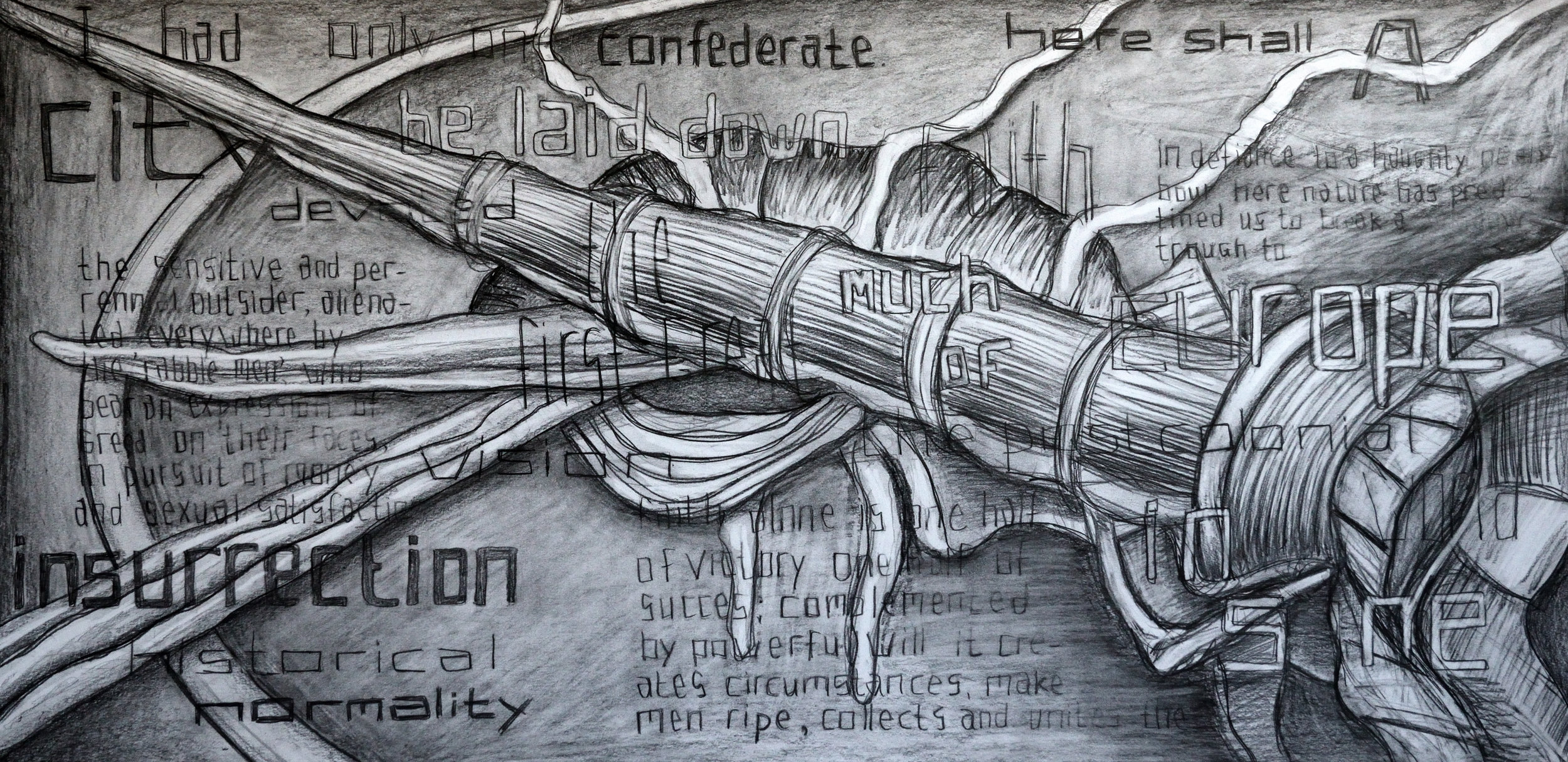 Here Shall a Devoted Vision be Laid Down, pencil on paper, 70x140cm