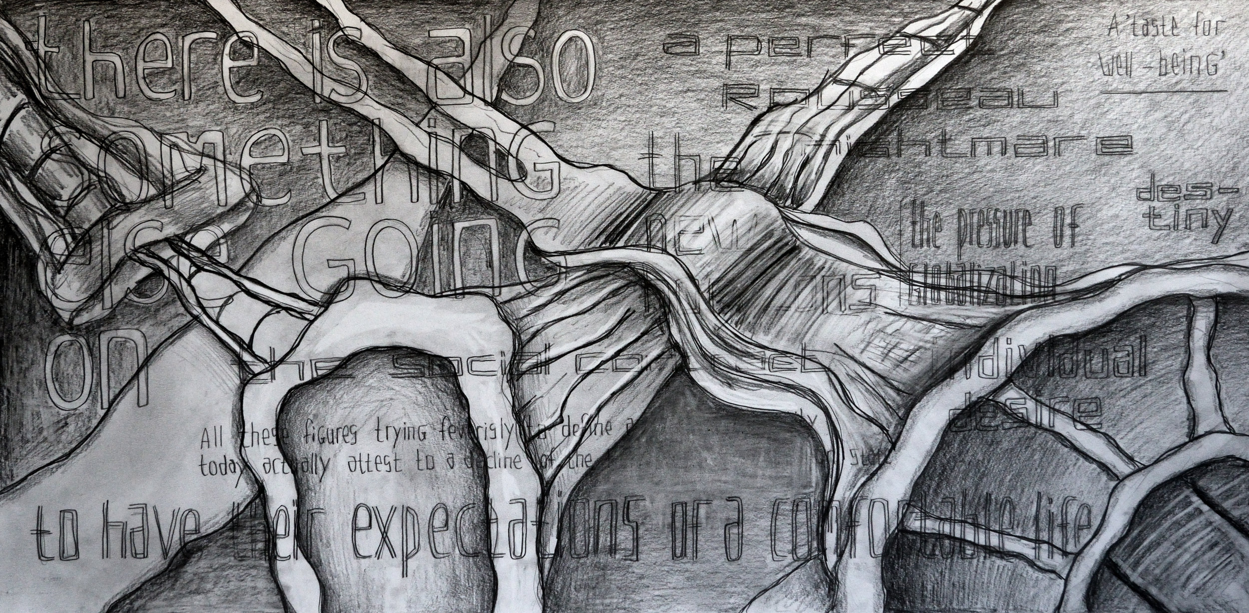 The Pressure of a Perfect Life, pencil on paper, 70x140cm