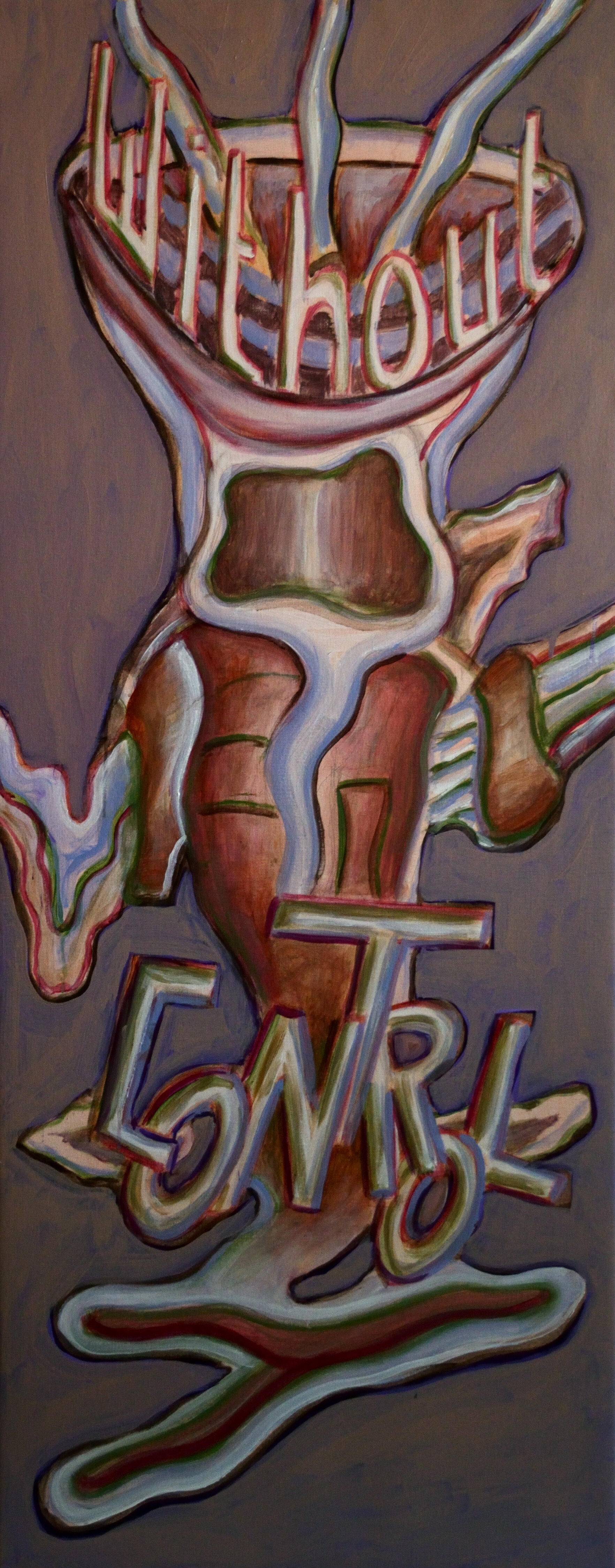 Without Control, acrylic on canvas, 150x60cm