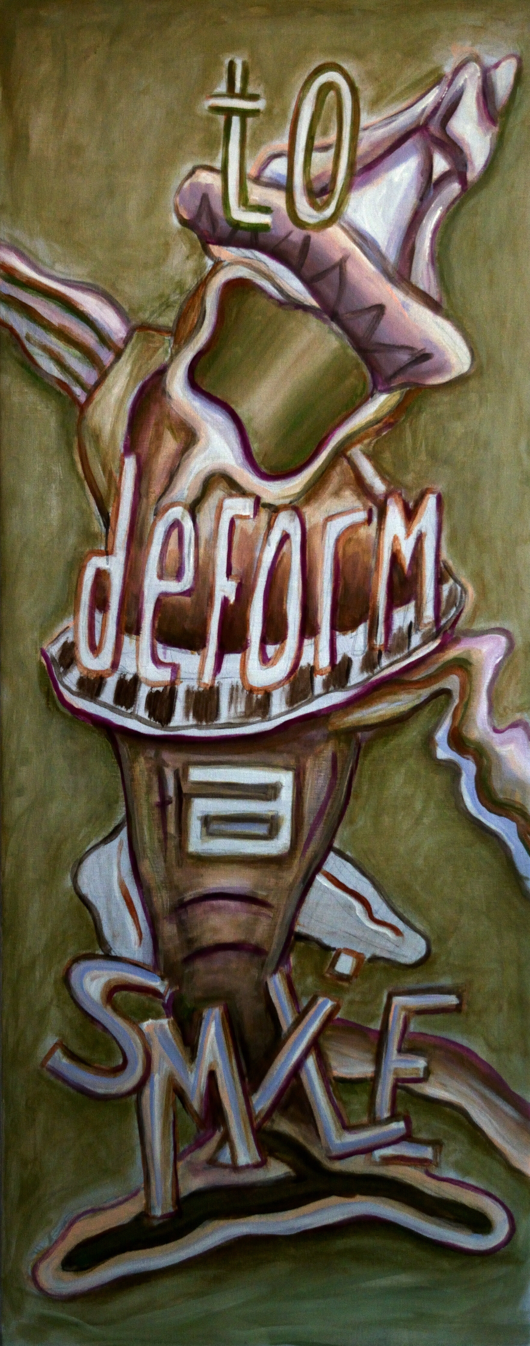 To Deform a Smile, acrylic on canvas, 150x60cm