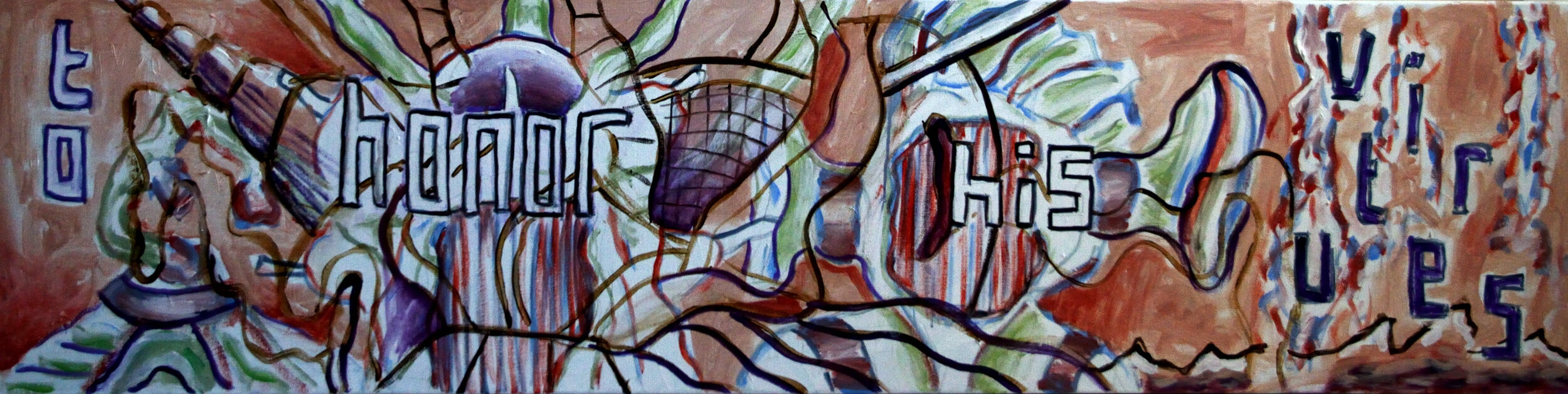 To Honor His Virtues, acrylic on canvas, 40x160cm, 2020