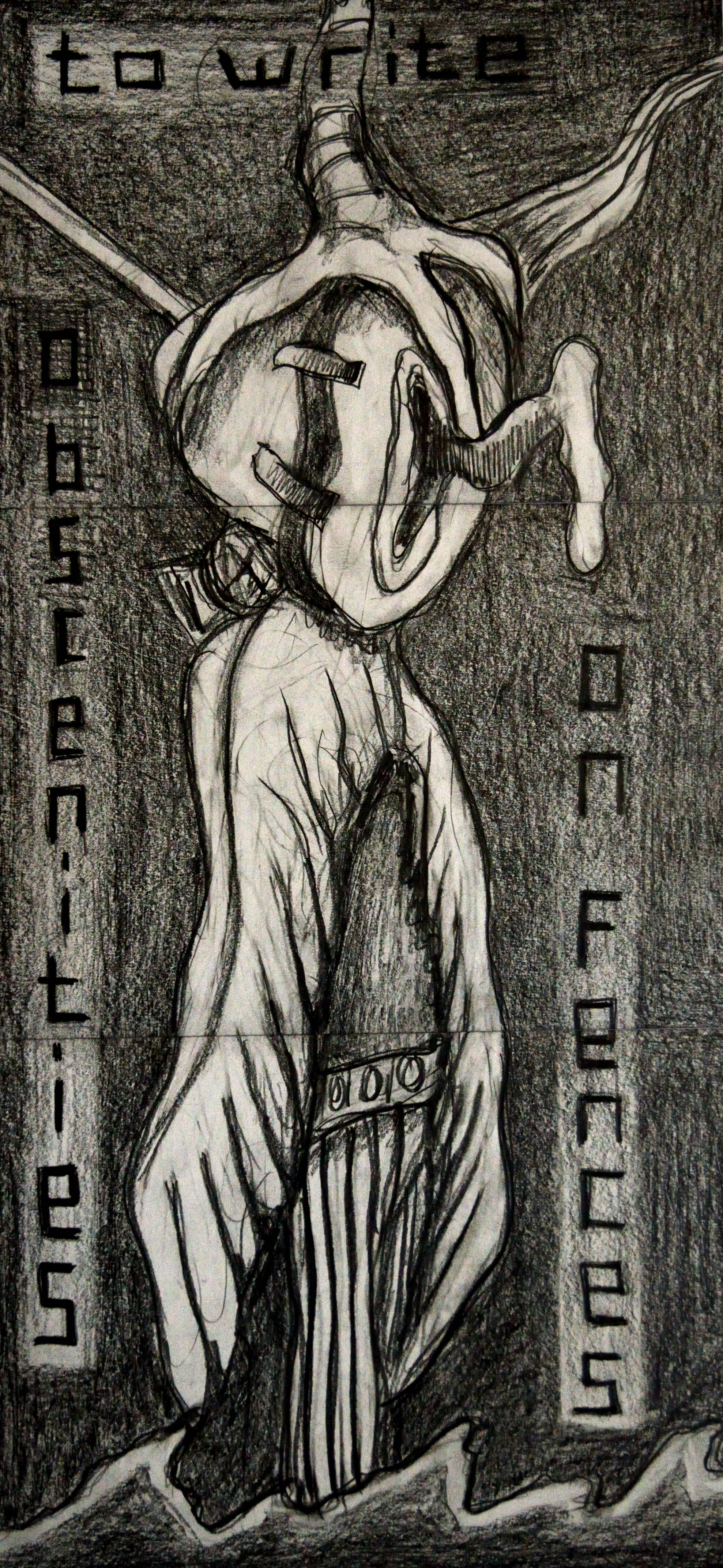 To Write Obscenities on Fences, pencil on paper, tryptich, 63x30cm