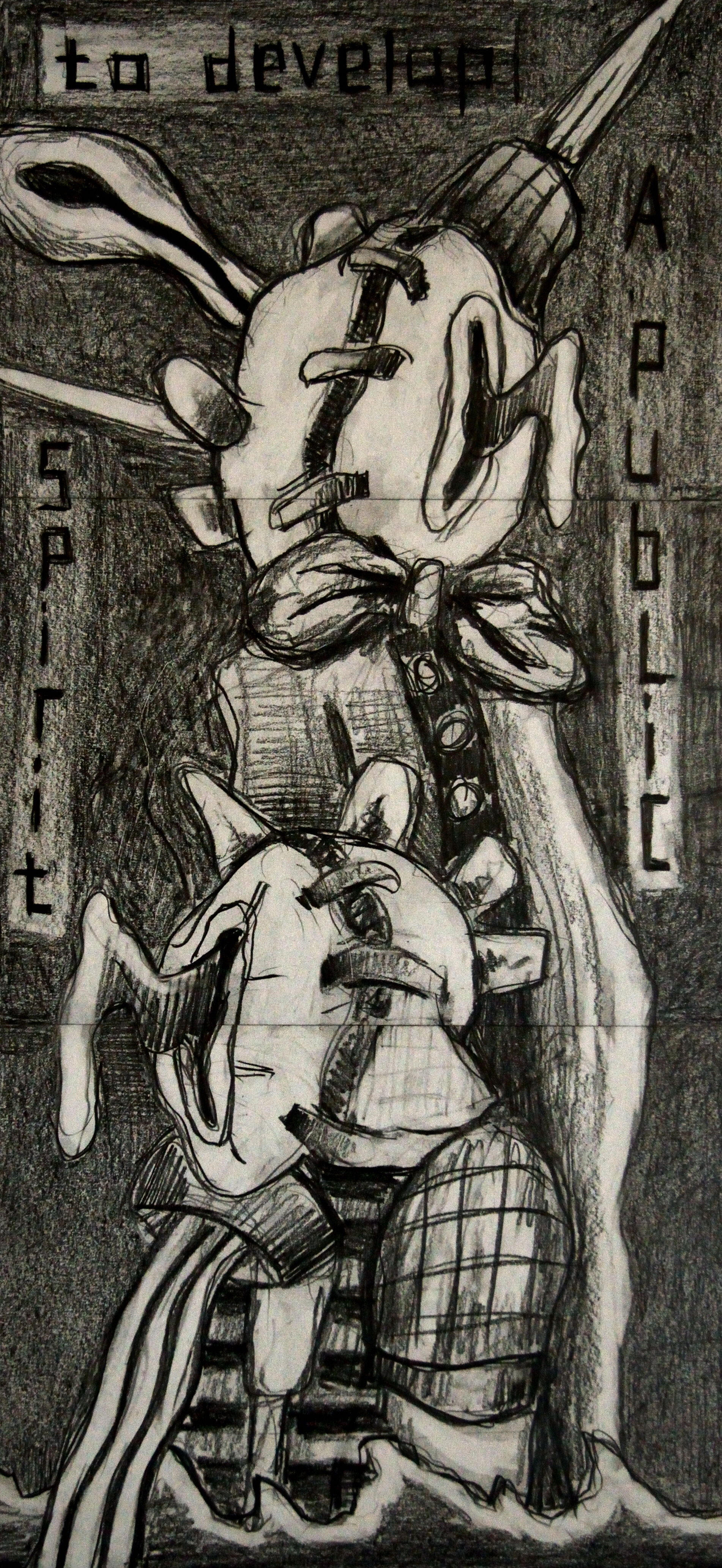 To Develop a Public Spirit, pencil on paper, tryptich, 63x30cm