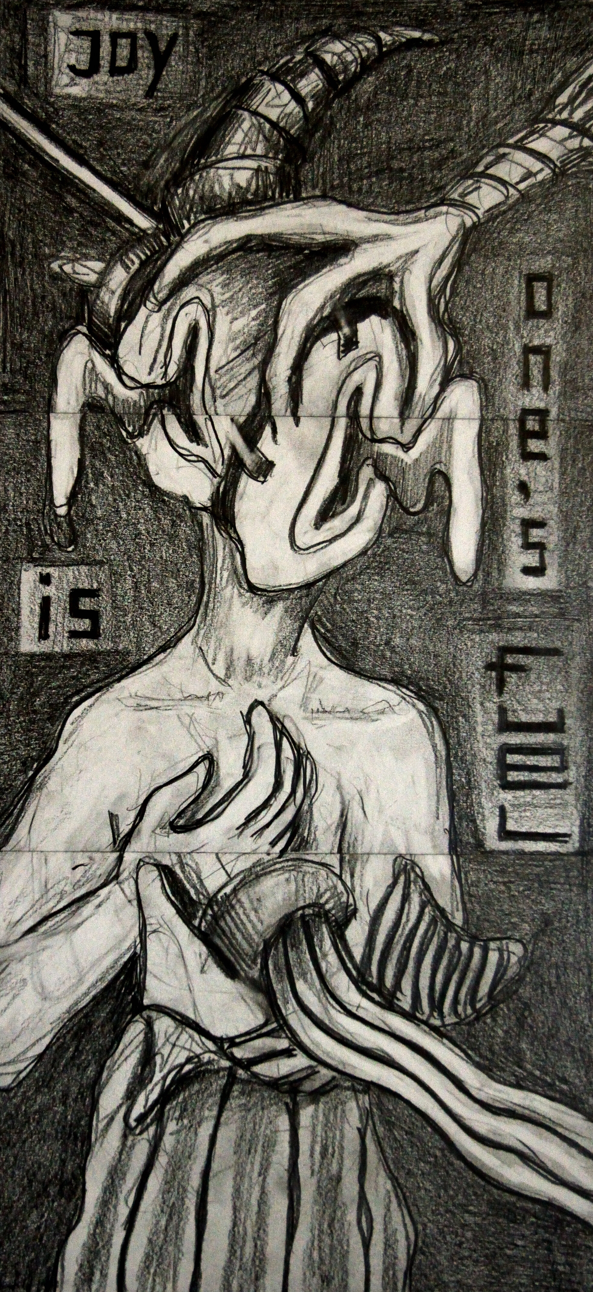 Joy is One's Fuel, pencil on paper, tryptich, 63x30cm