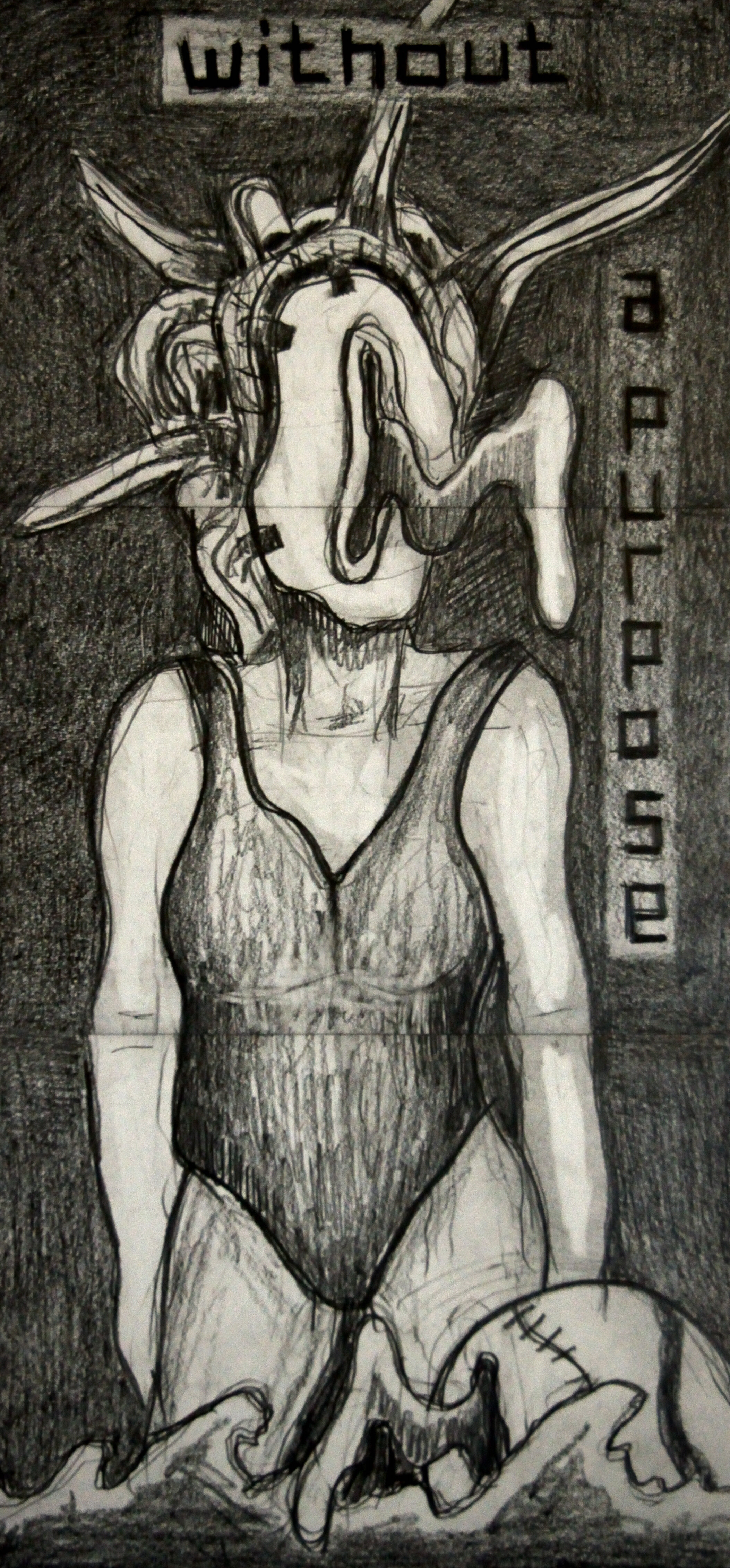 Without a Purpose, pencil on paper, tryptich, 63x30cm