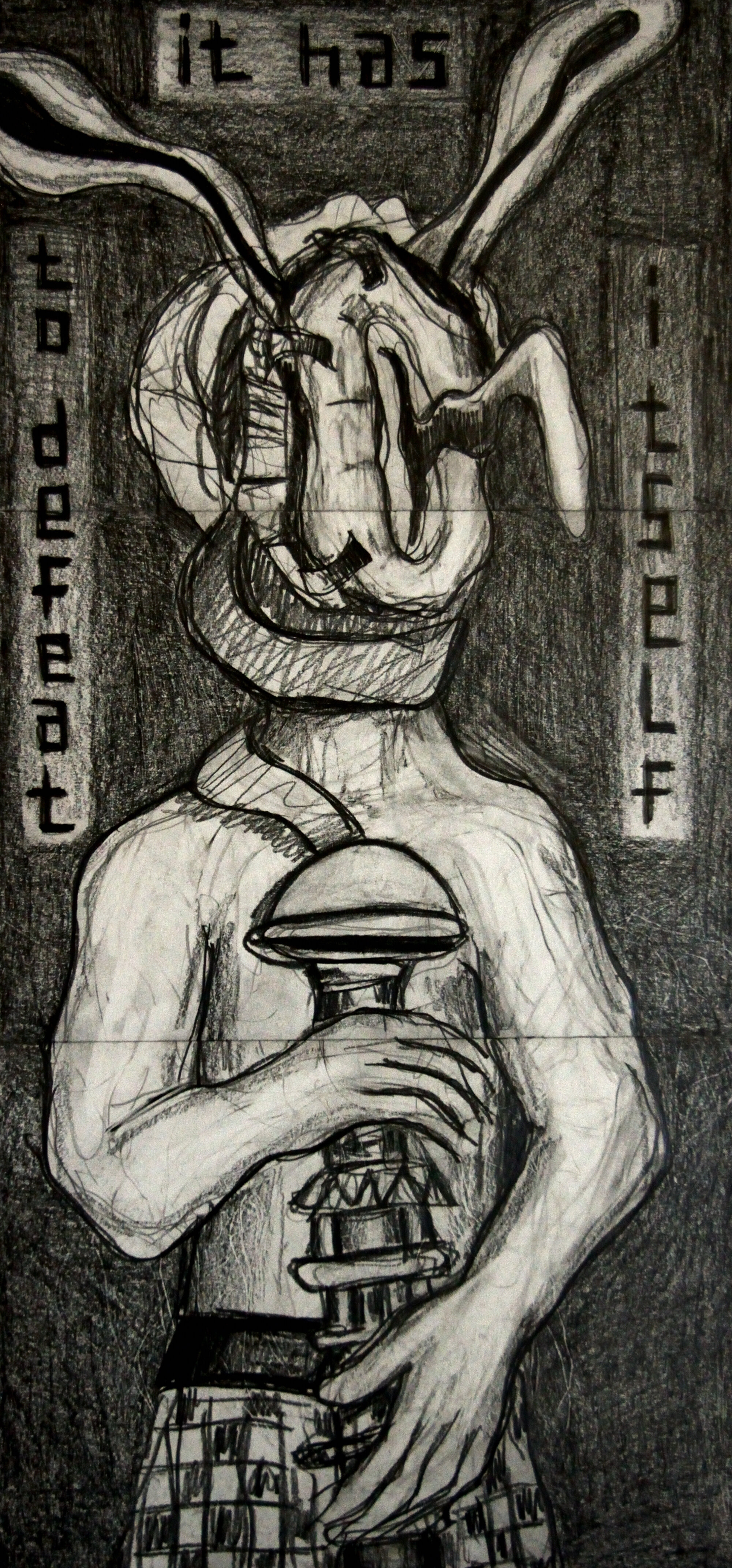 It Has to Defeat Itself, pencil on paper, tryptich, 63x30cm