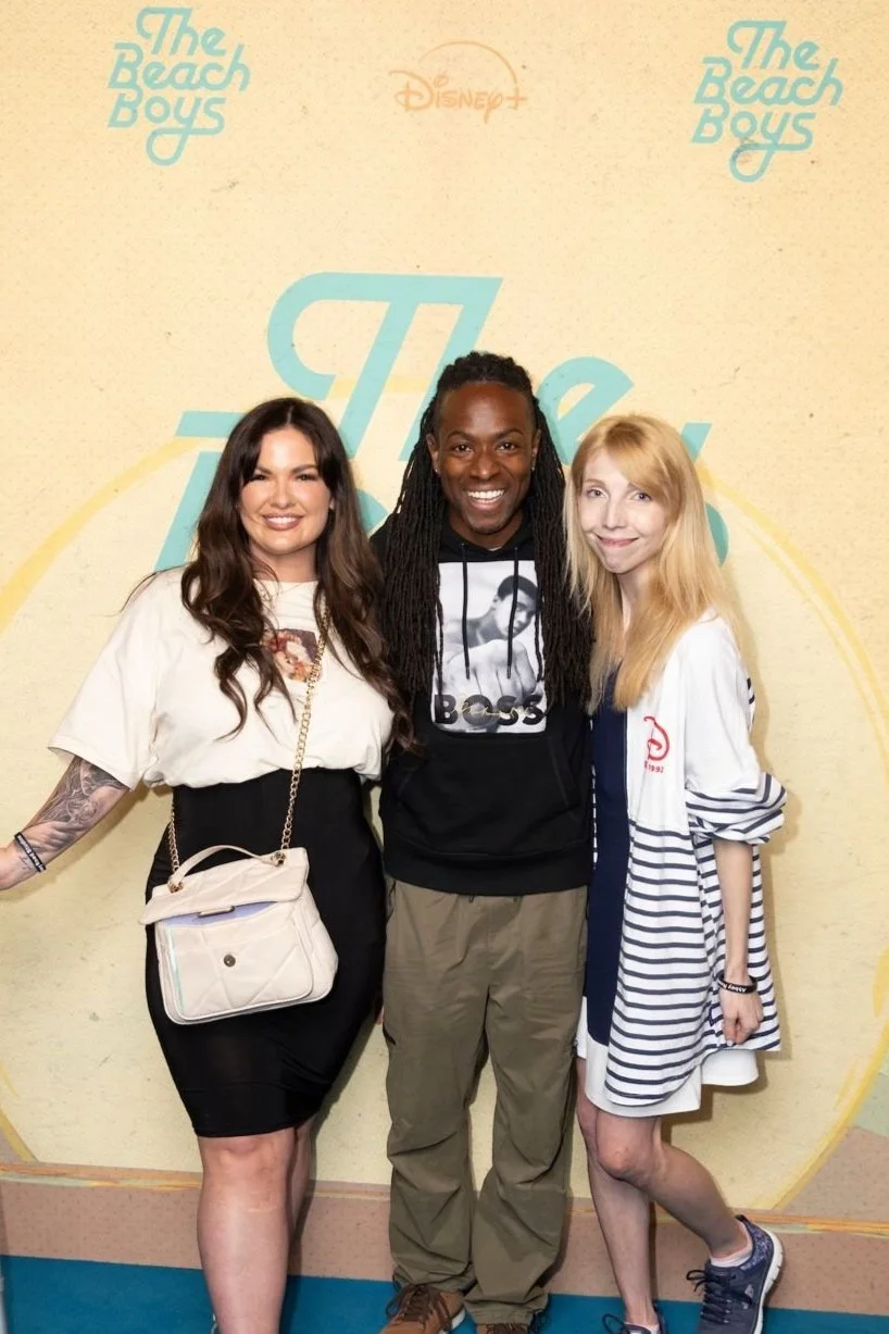 "The Beach Boys" Nigel Clarke, Jamie Jo and Charlotte Craig attend the launch of the new Disney+ Documentary