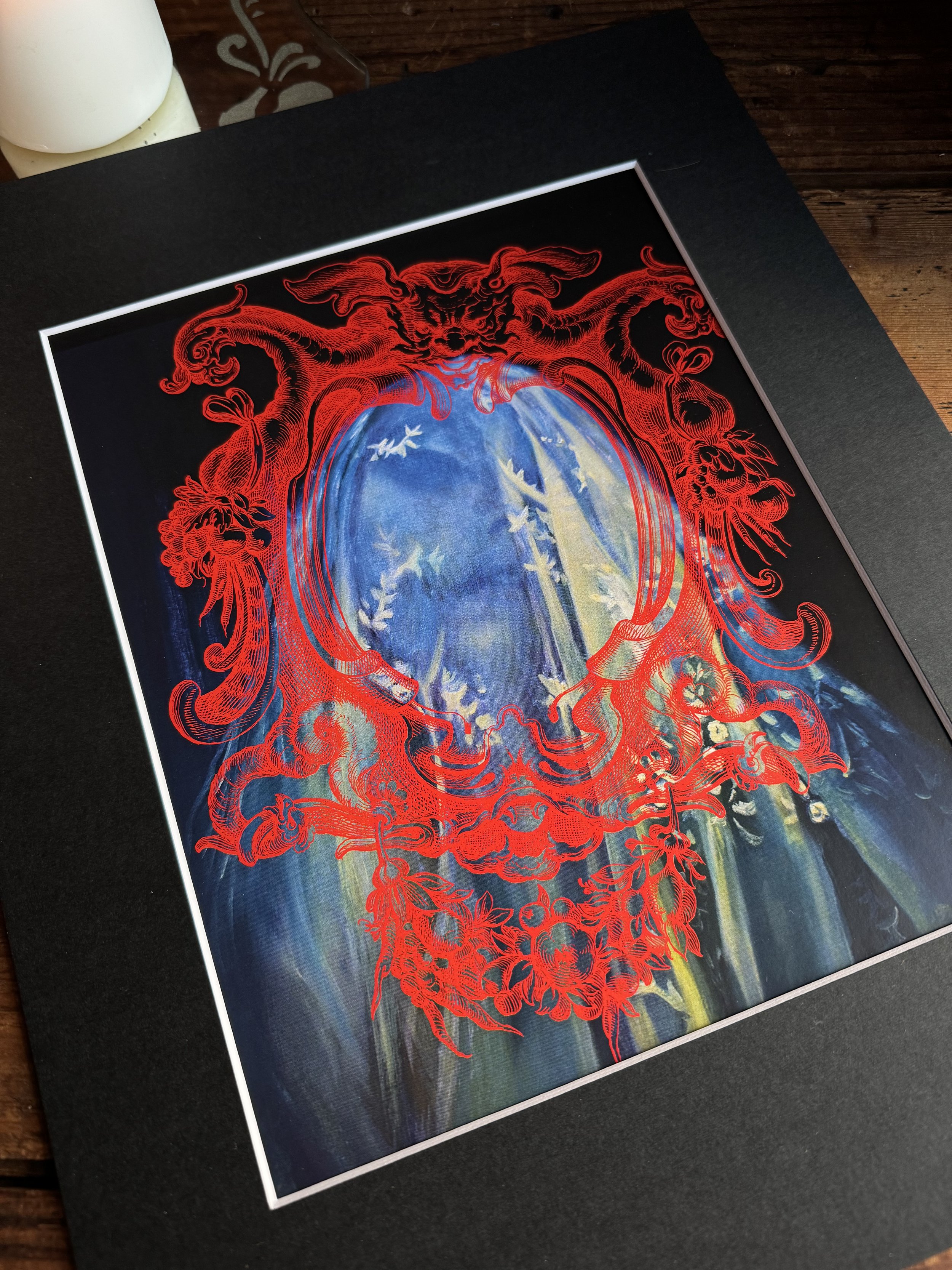 Haunting print of a veiled woman by Amalia Kouvalis.