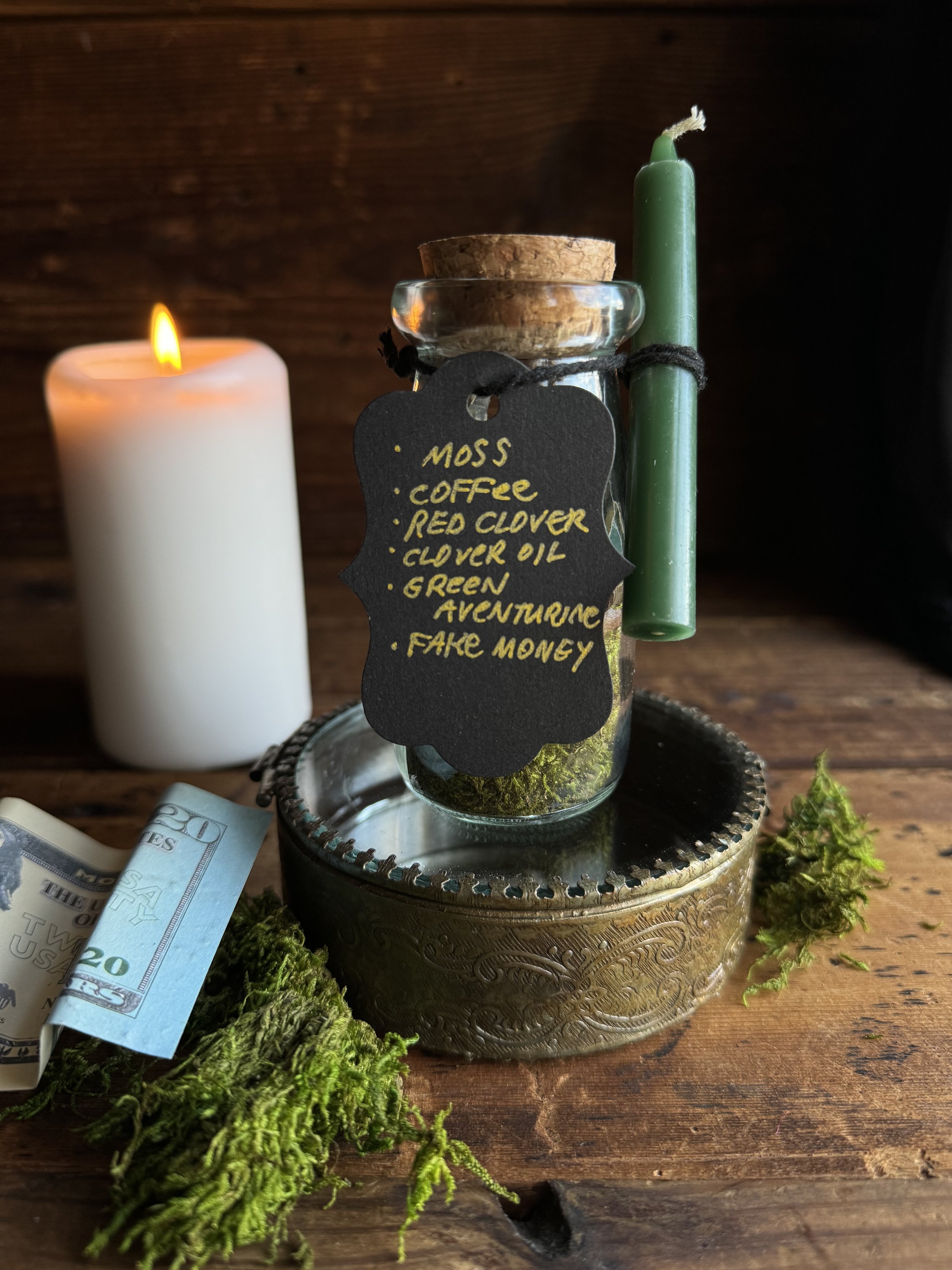 Housemade Abundance money drawing spell jar