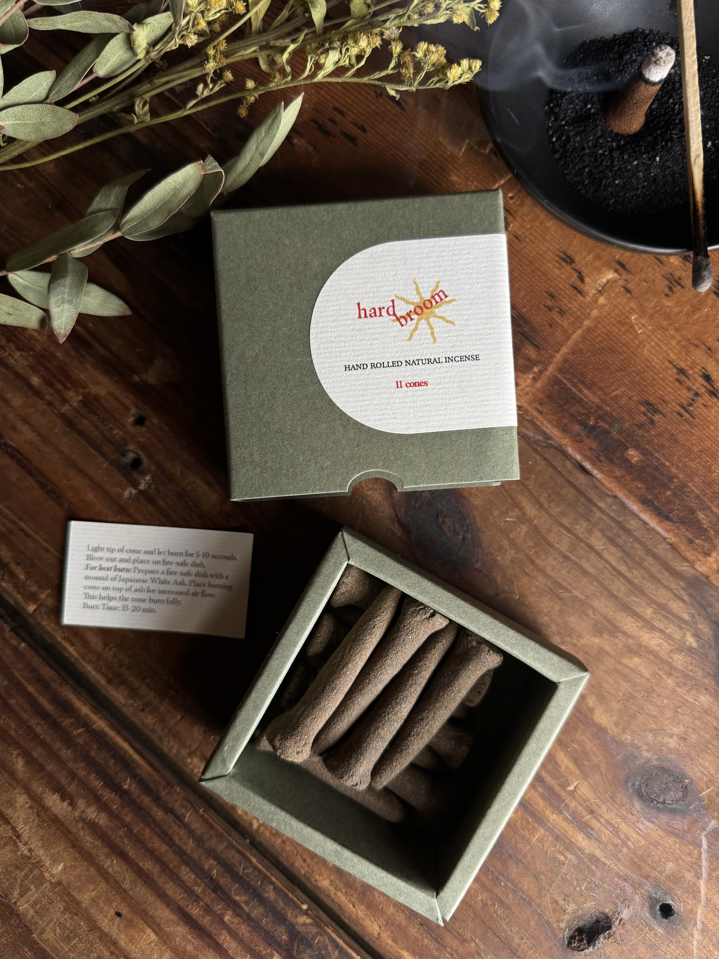 Hard Broom all natural incense cones