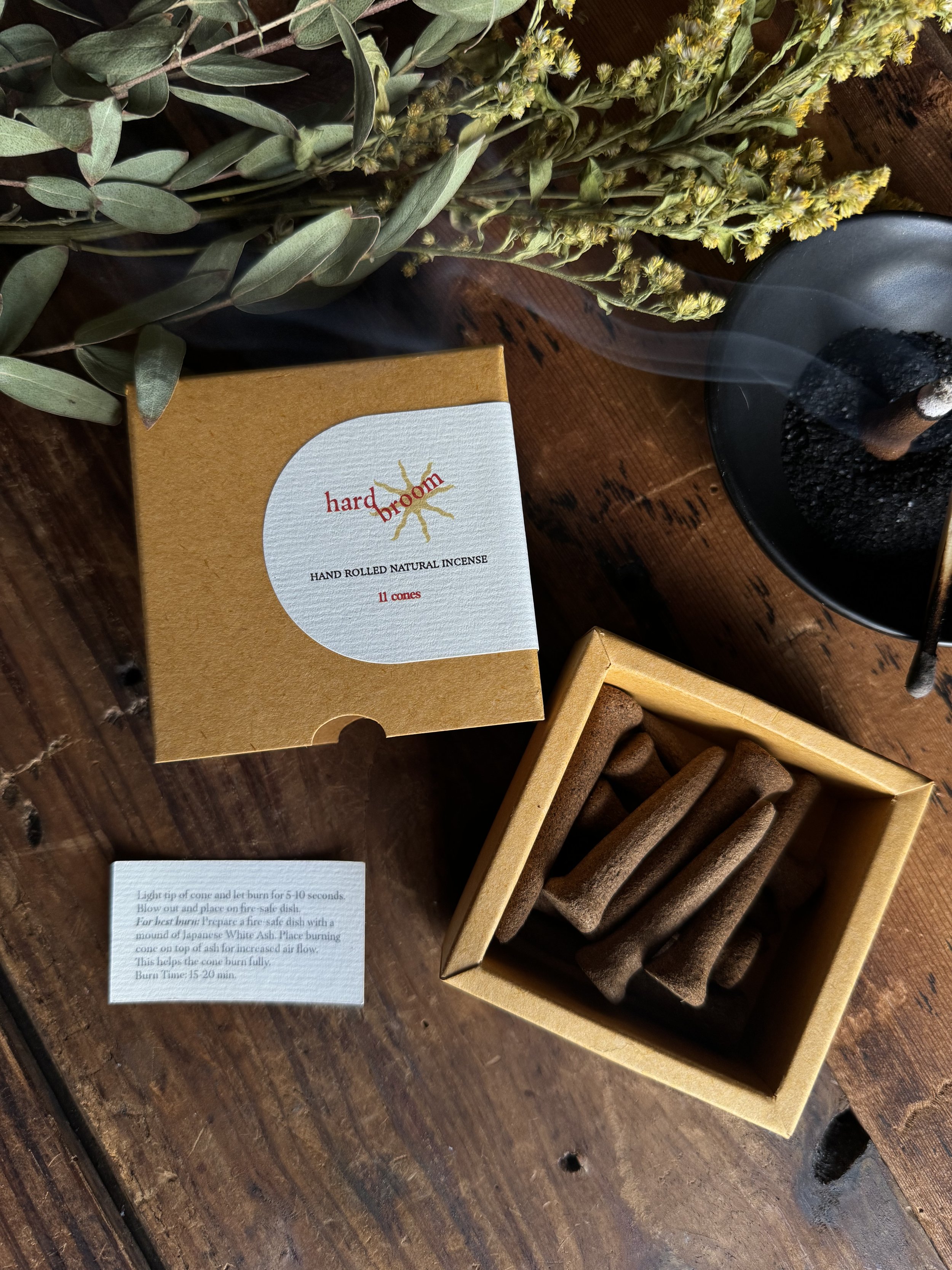 Hard Broom all natural incense cones