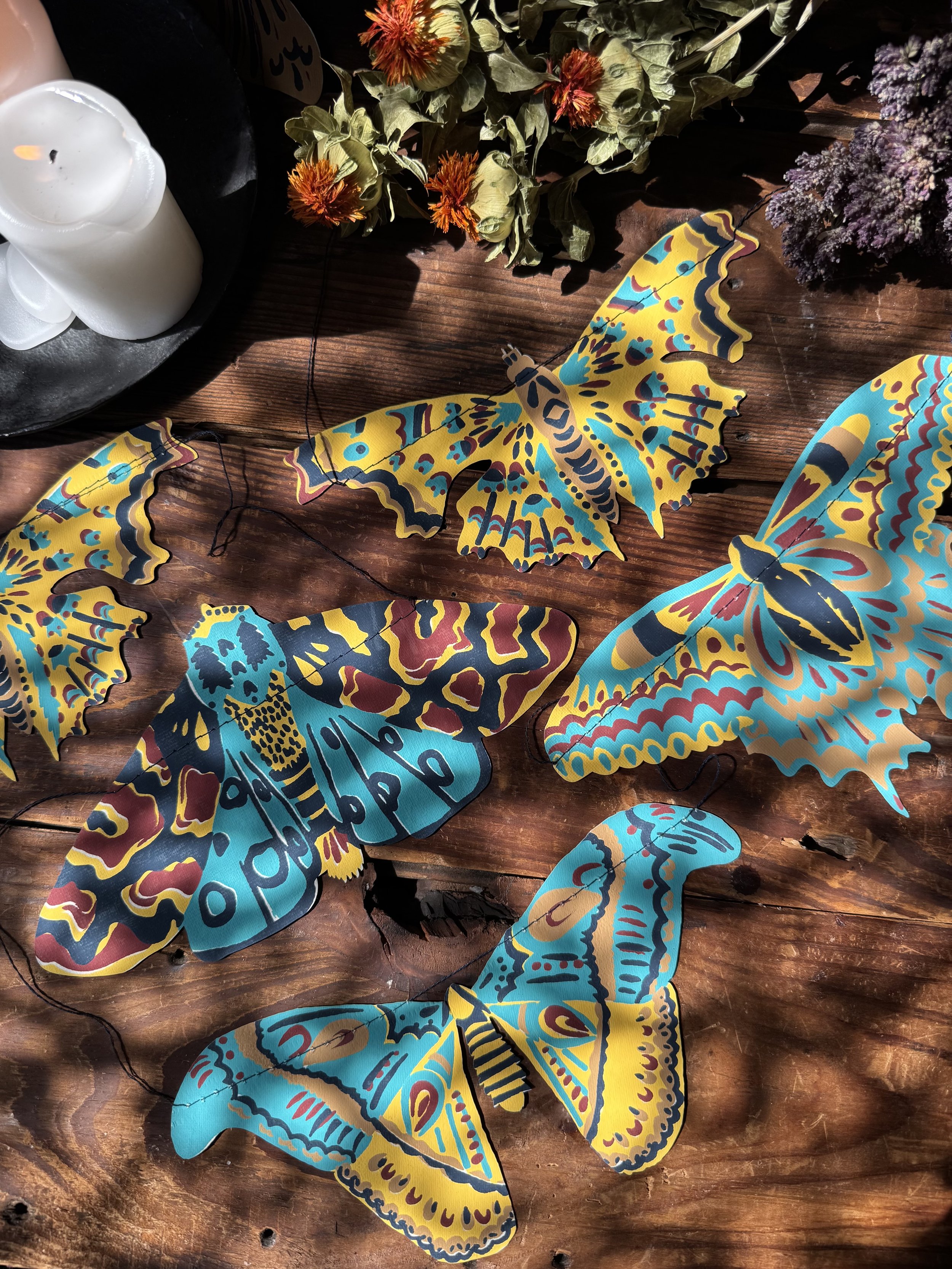 East End Press paper moth garlands