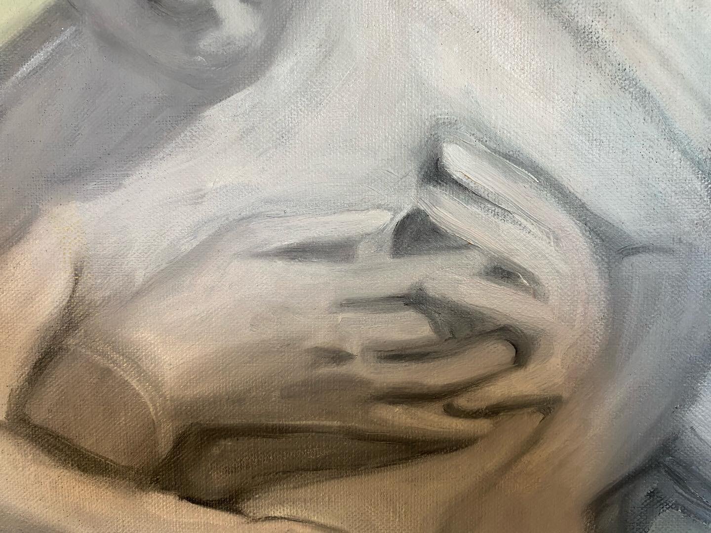 Detail of a painting in progress. A mother holding on, gently but firmly. 

#dpatriciahay #artistsupportpledgeuk #paintpaintpaint #artists_insta #artistsoninsta #paintingoncanvas #canadianpainter #womenartist #womenartistsofinstagram #oilpaintingsonc