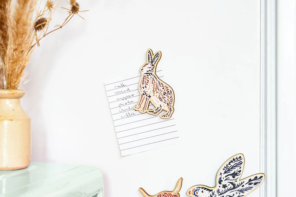 Mountain Hare Wooden Magnet
