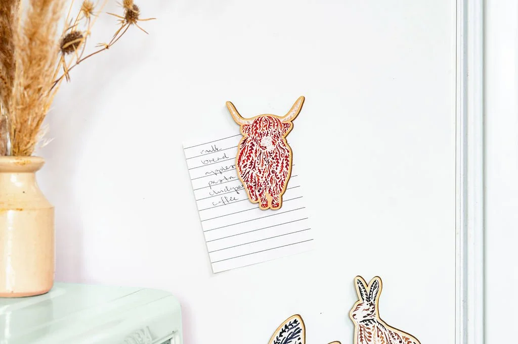 Highland Coo Wooden Magnet