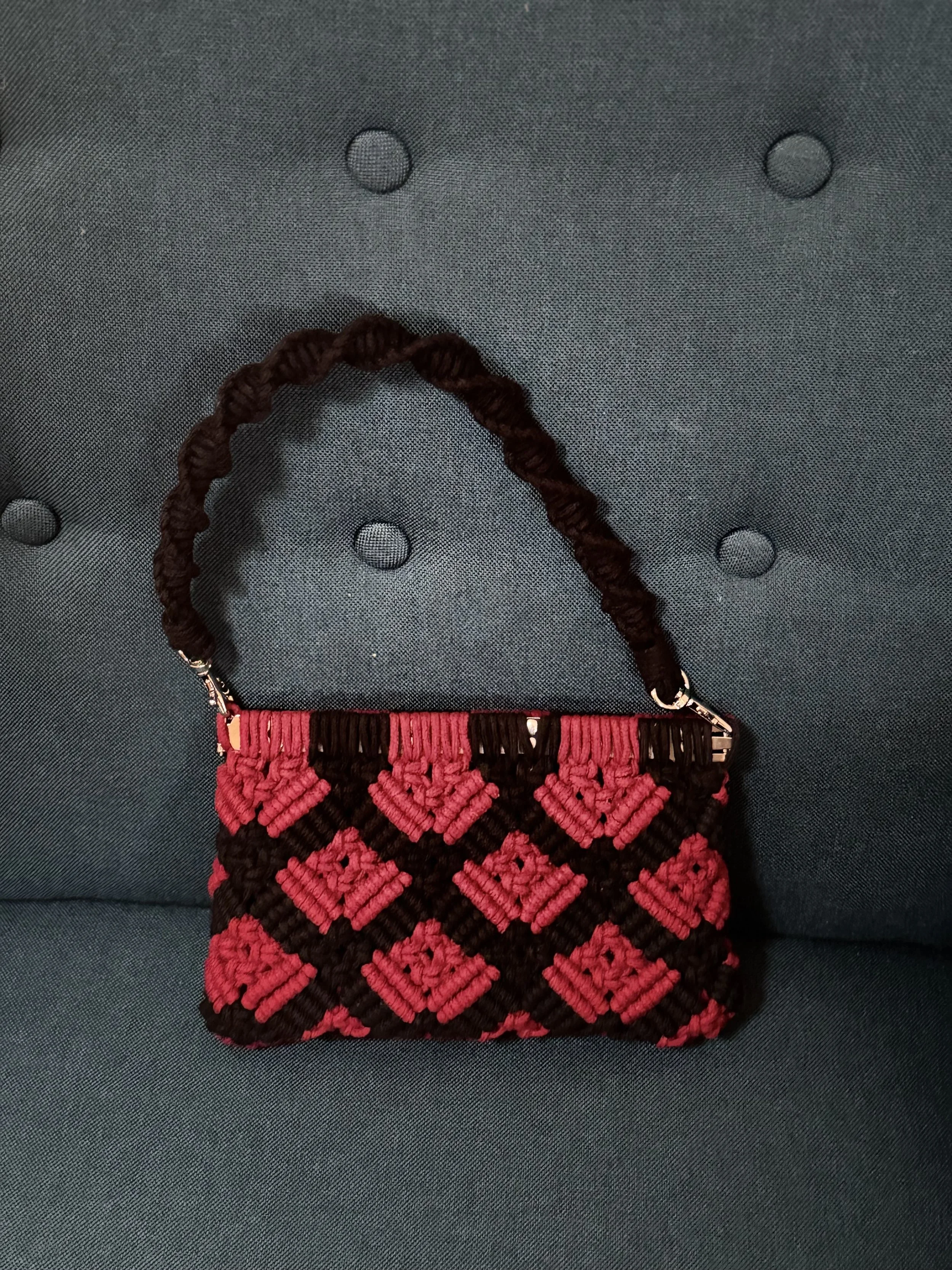 Burgundy and Black Floral Purse