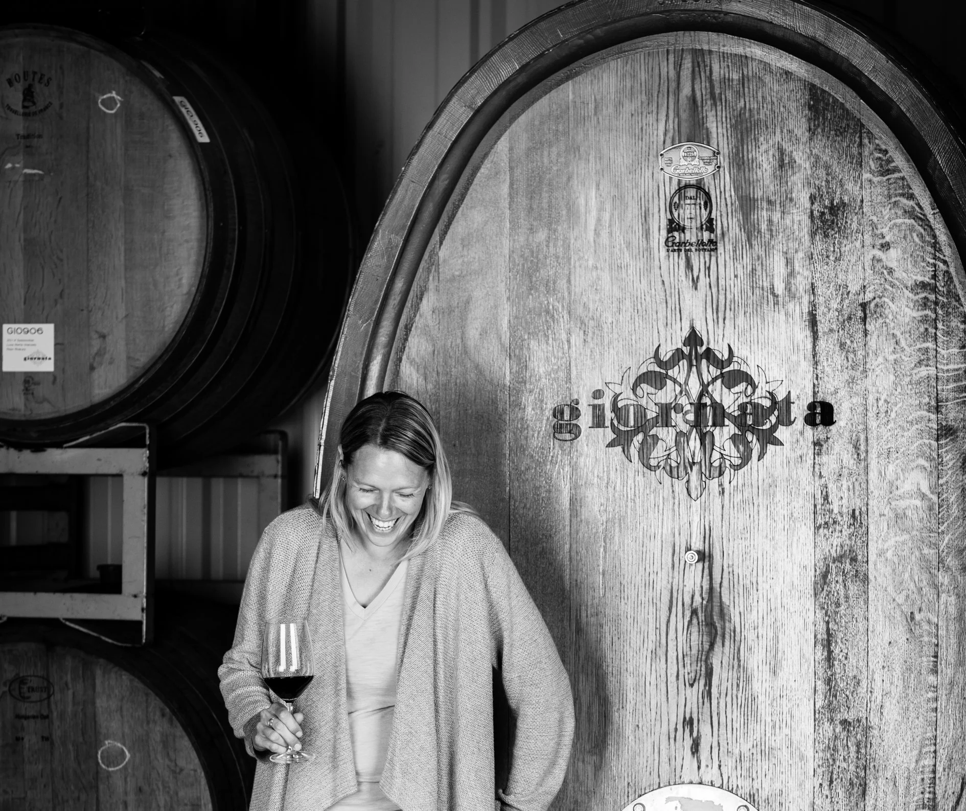 Stephanie Terrizzi with one of Giornata’s Botti (large cask).