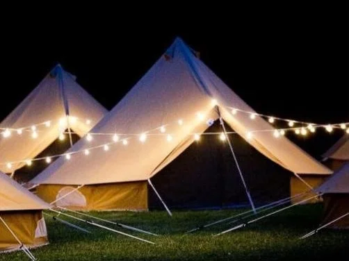 luxury Glamping Tent at night