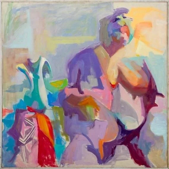 Arthur Harrow,  Abstract Figural Interior Scene Oil , 1974