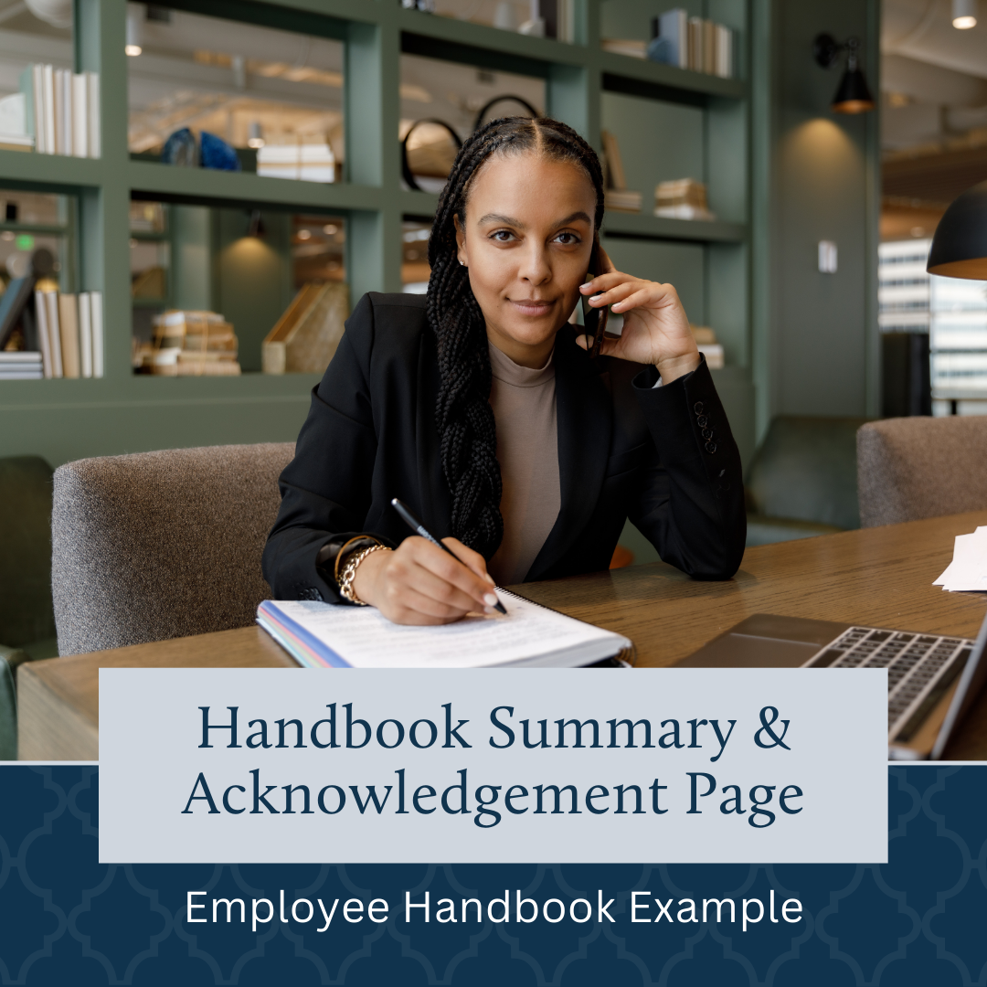 Handbook Summary & Acknowledgement Page