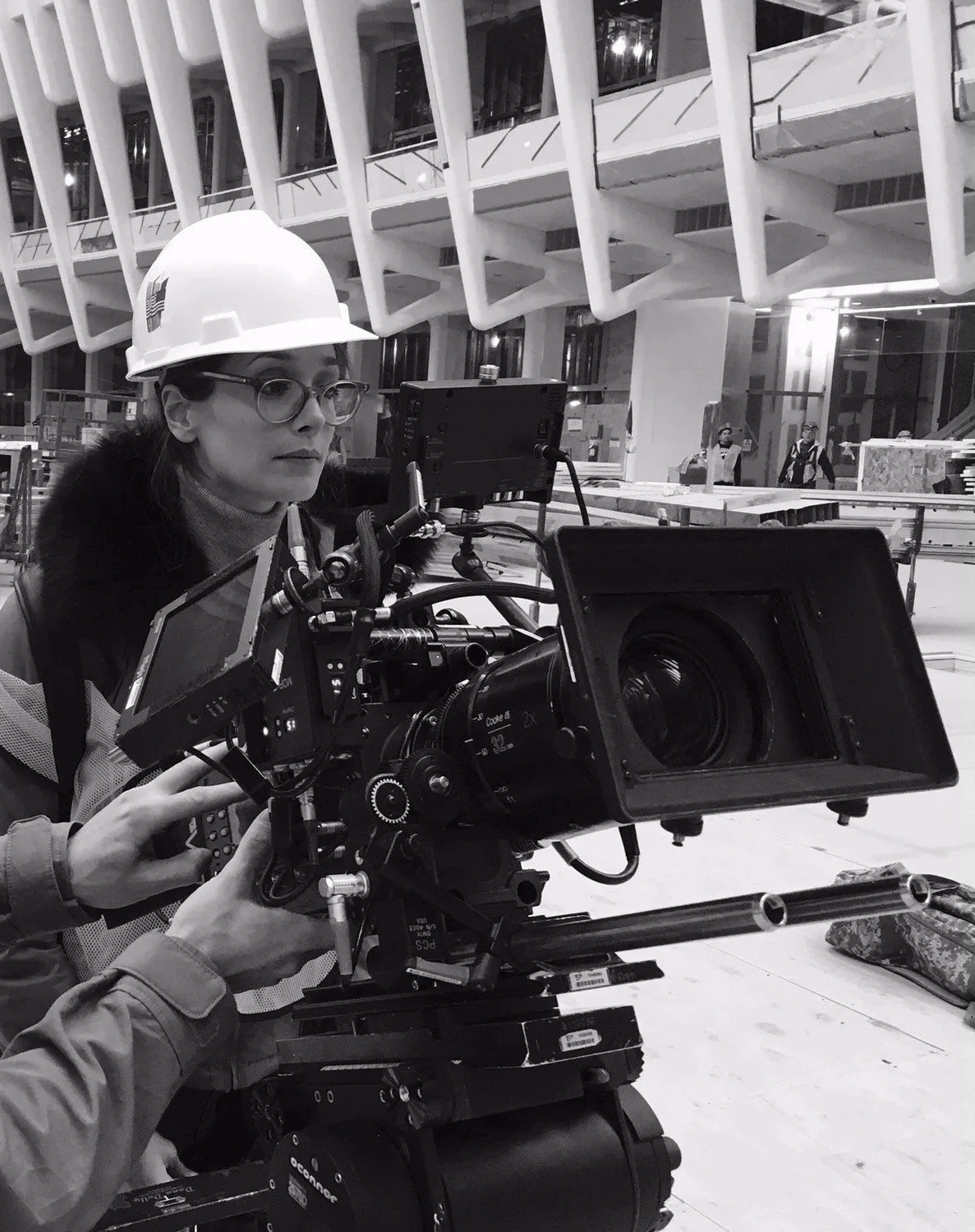 Alexandra behind the camera on the set of Santiago Calatrava