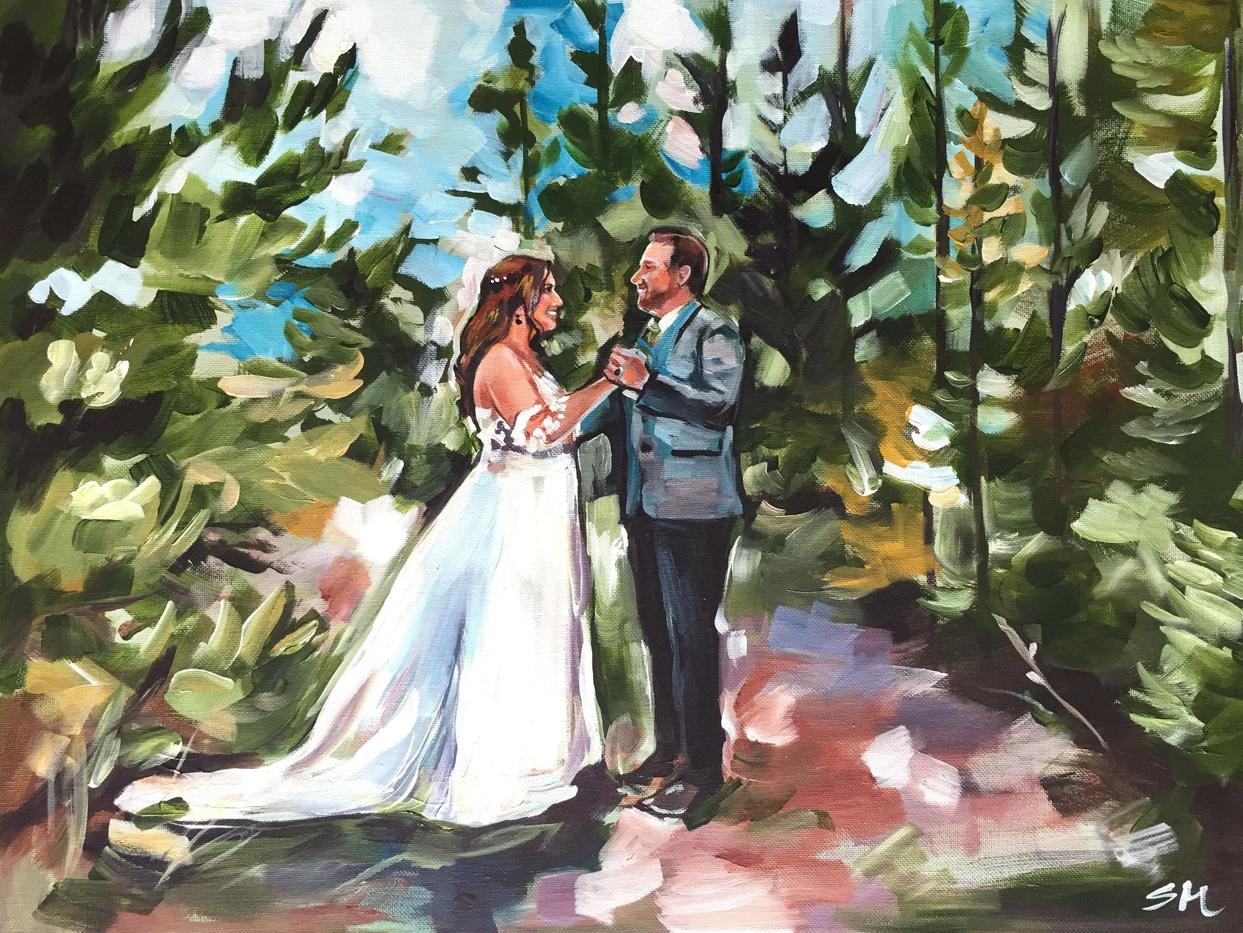 Shalayne Mowry is a live wedding painter serving Jackson Hole, WY, Denver, CO, Salt Lake City, UT, and beyond.