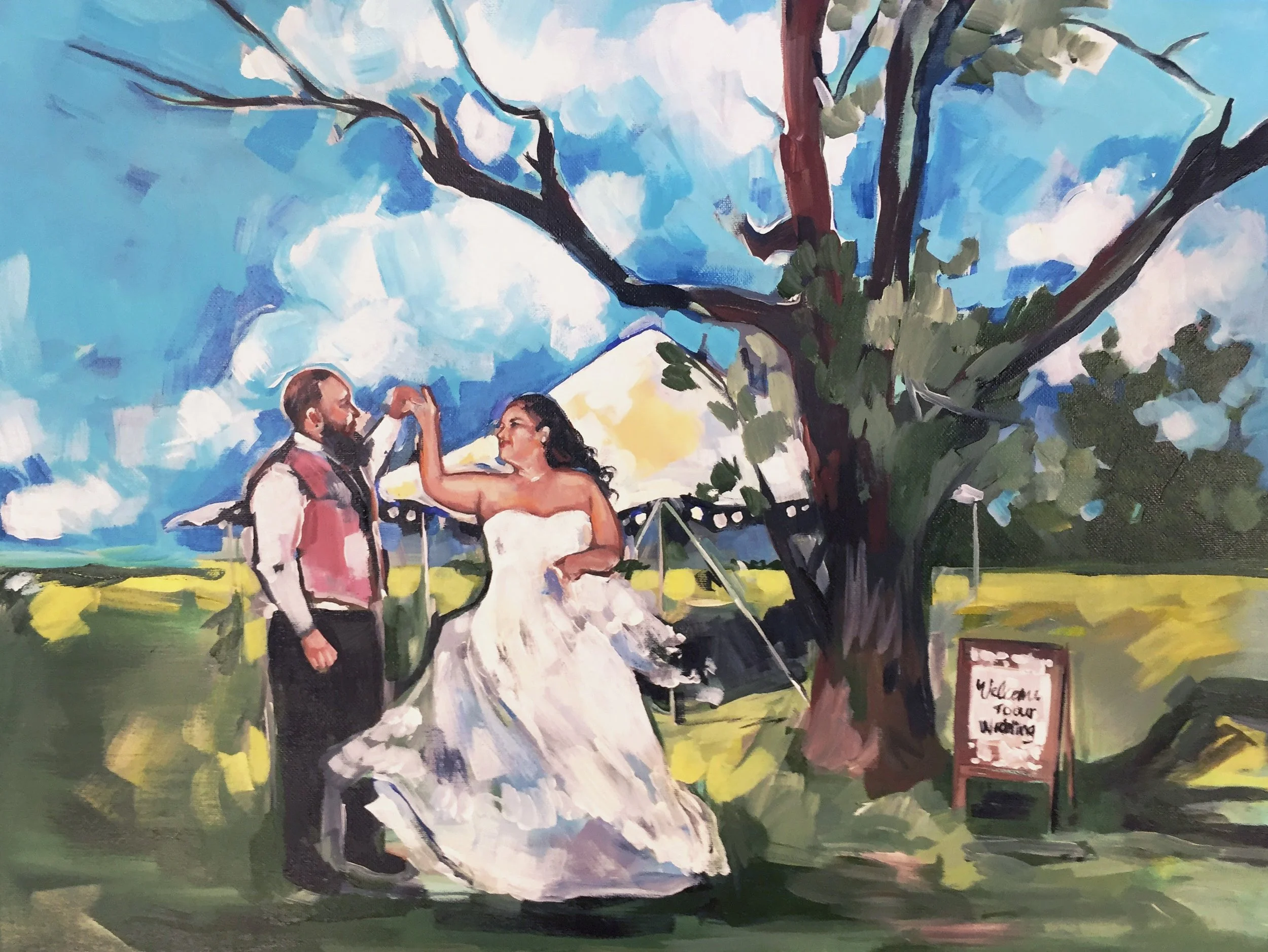 Shalayne Mowry is a live wedding painter serving Jackson Hole, Wyoming, and Bozeman, Montana.