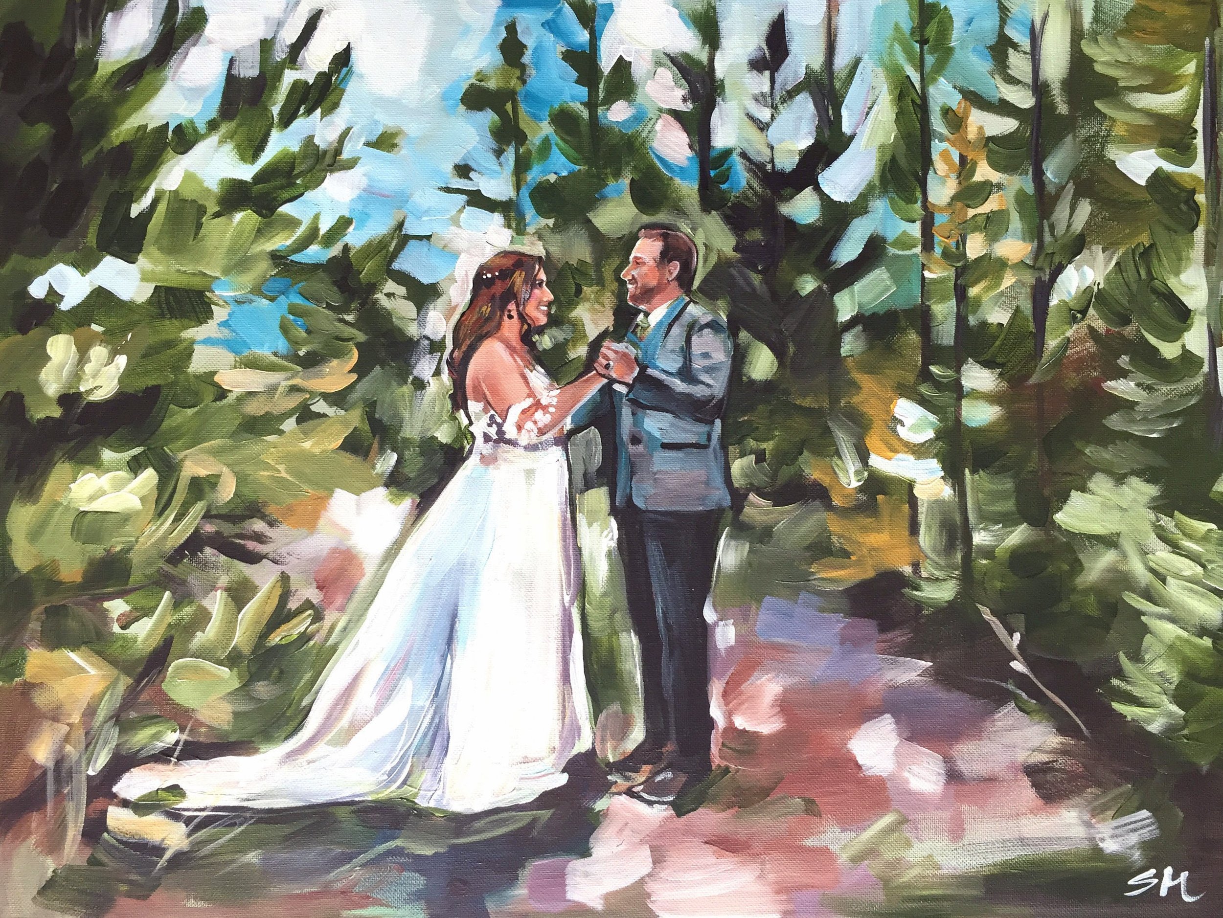 Shalayne Mowry is a live wedding painter serving Jackson Hole, Wyoming, and Bozeman, Montana.