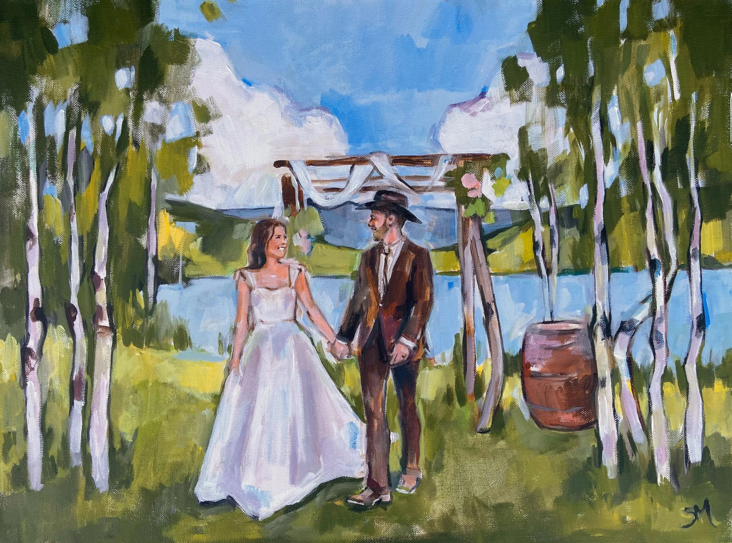 Shalayne Mowry is a live wedding painter serving Jackson Hole, Wyoming, and Bozeman, Montana.