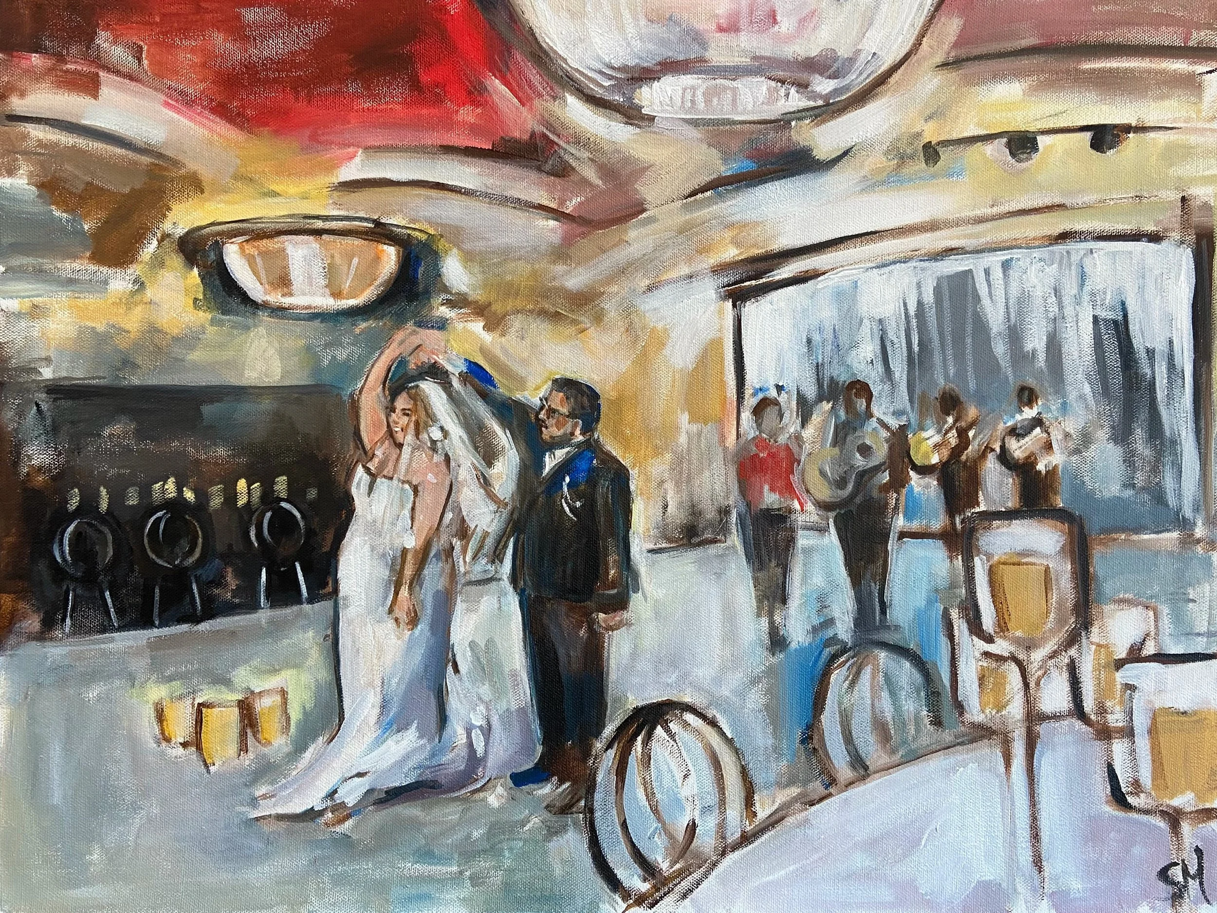 Shalayne Mowry is a live wedding painter serving Wyoming, Montana, East Idaho, the Black Hills.