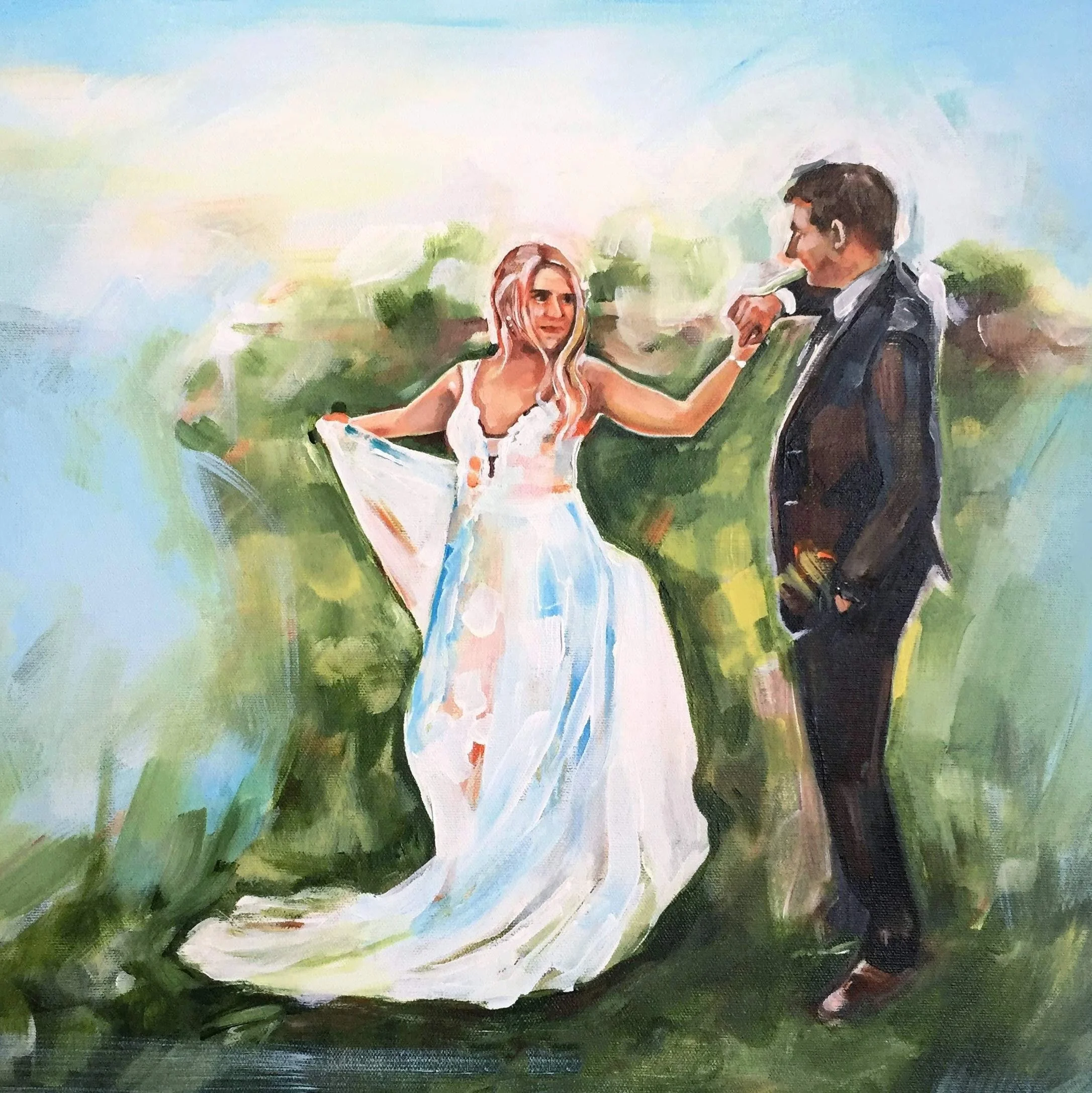a wedding painting by Shalayne Mowry in the Black Hills of SD