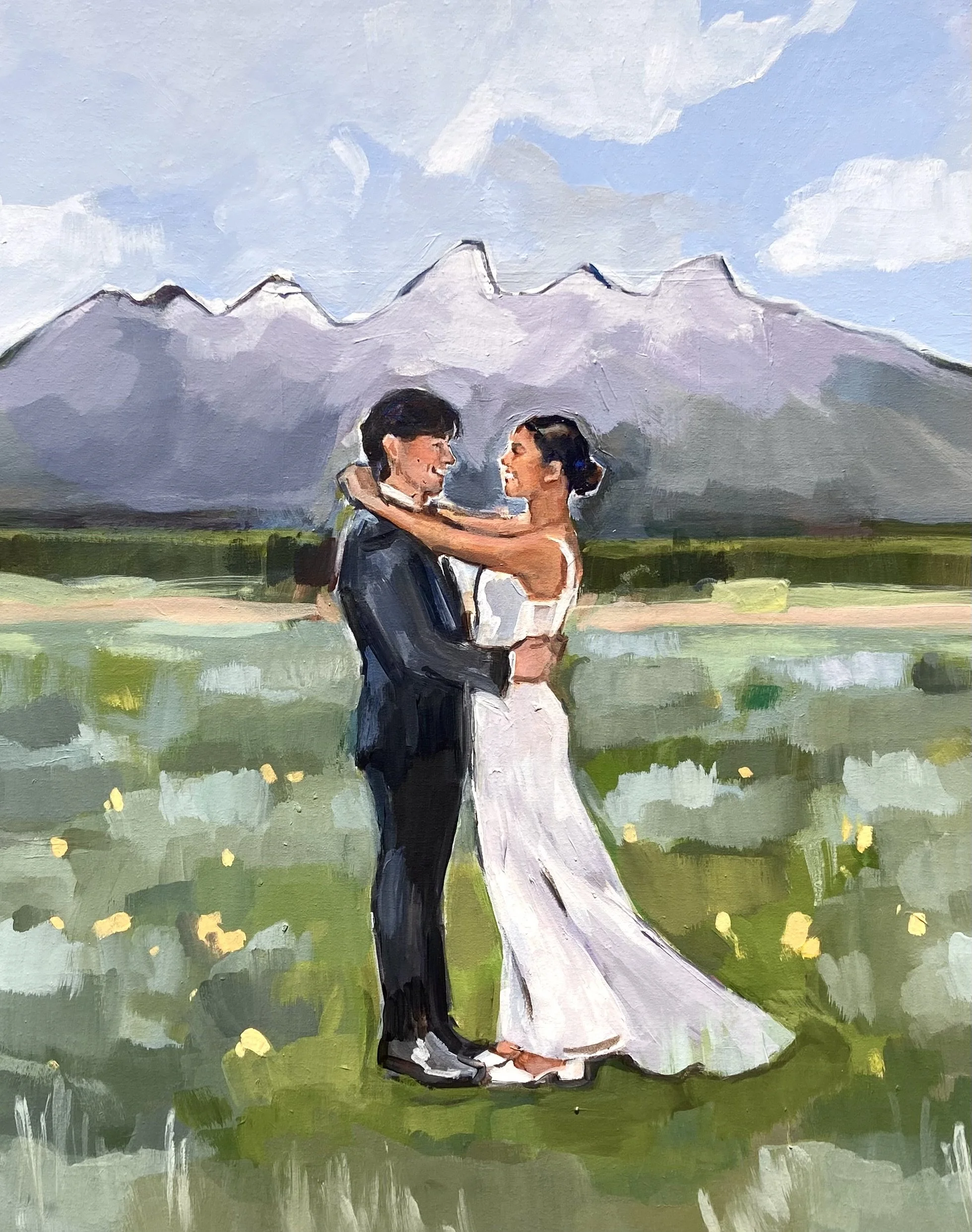 Shalayne Mowry is a live wedding painter serving Wyoming, Idaho, Montana, Utah, South Dakota, and Colorado. Jackson Hole Wedding.